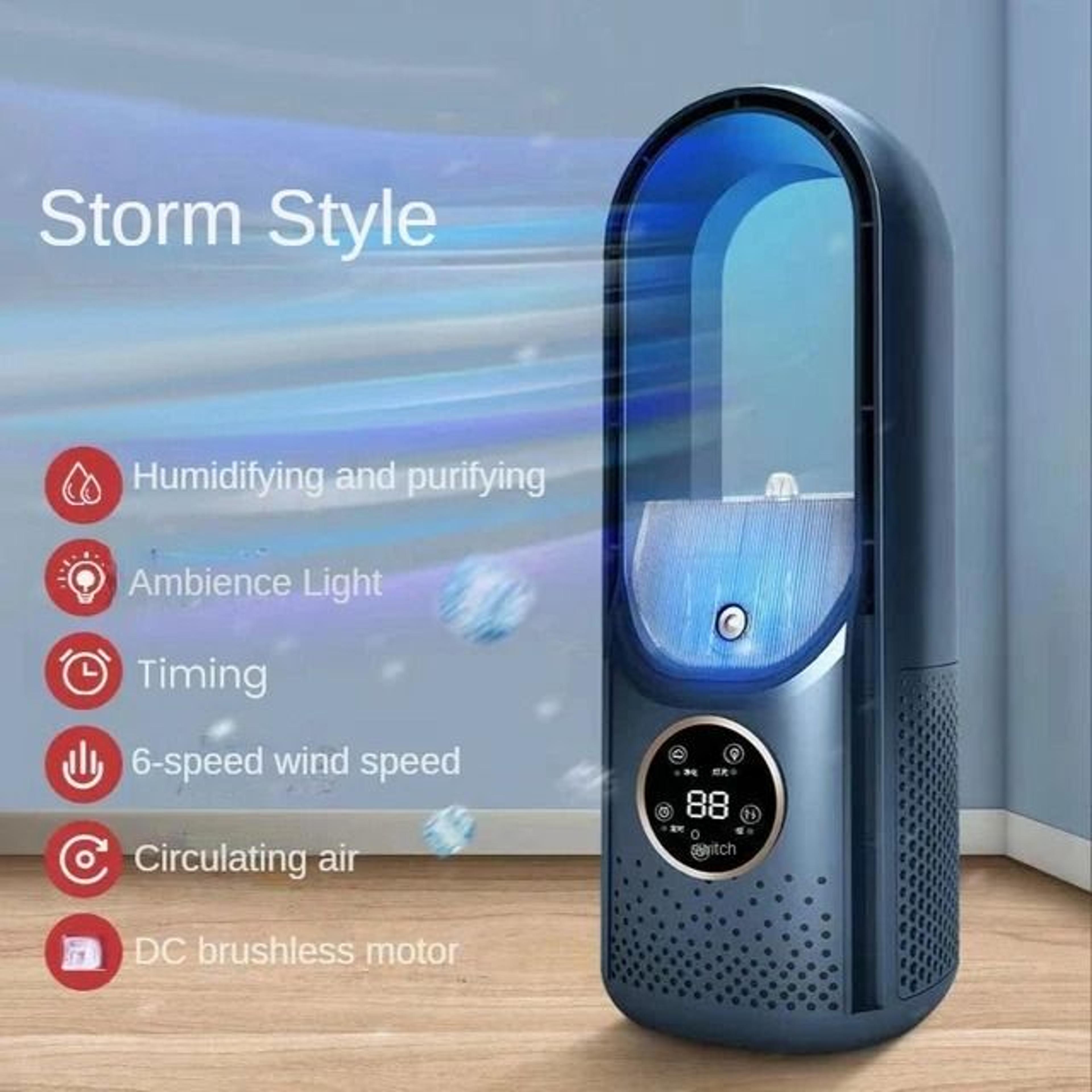 Portable USB Air Cooler Leafless Electric Fan With 6 Speed Cooling And Timer 2