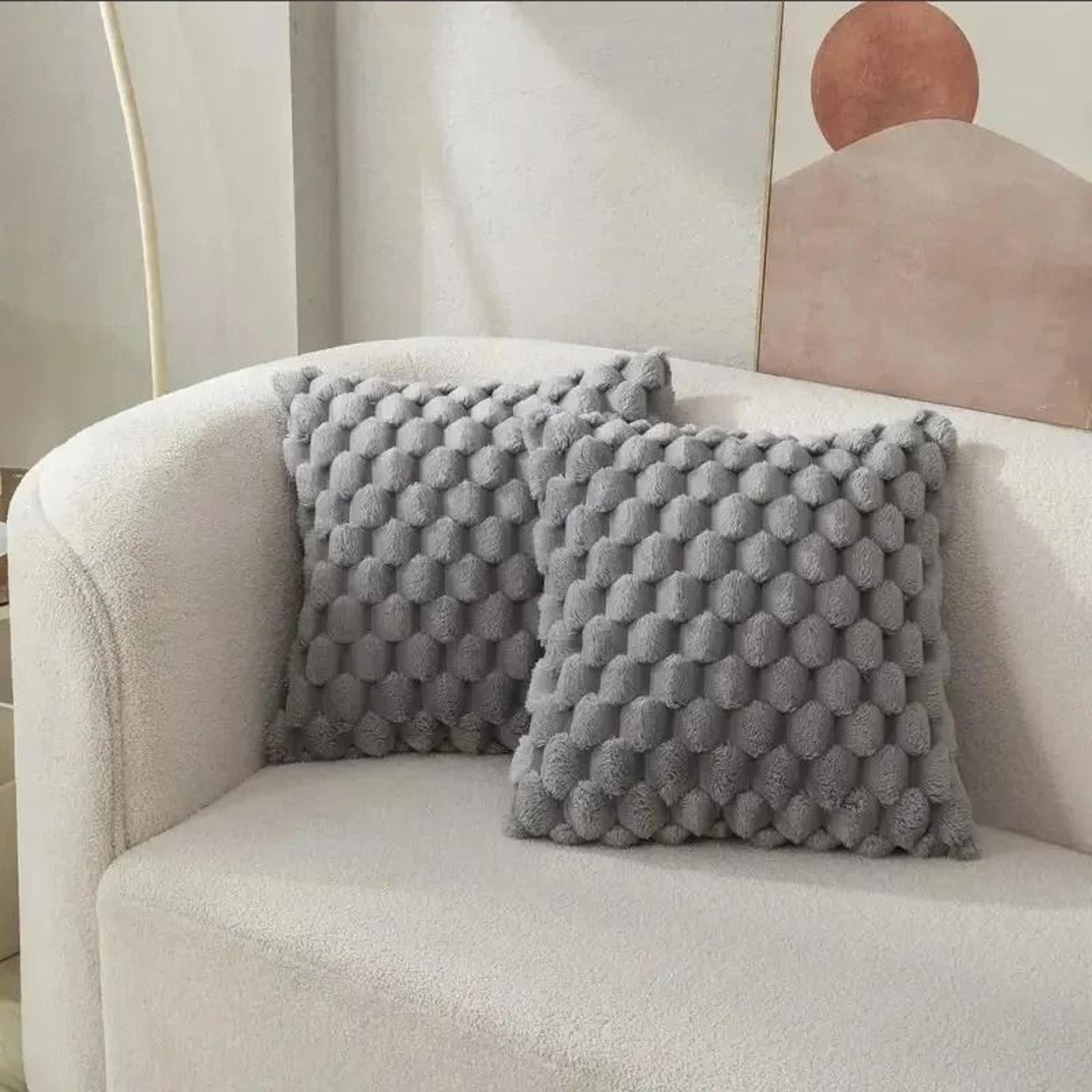3D Plush Throw Pillowcase Cream White Decorative Sofa Cushion Cover 5