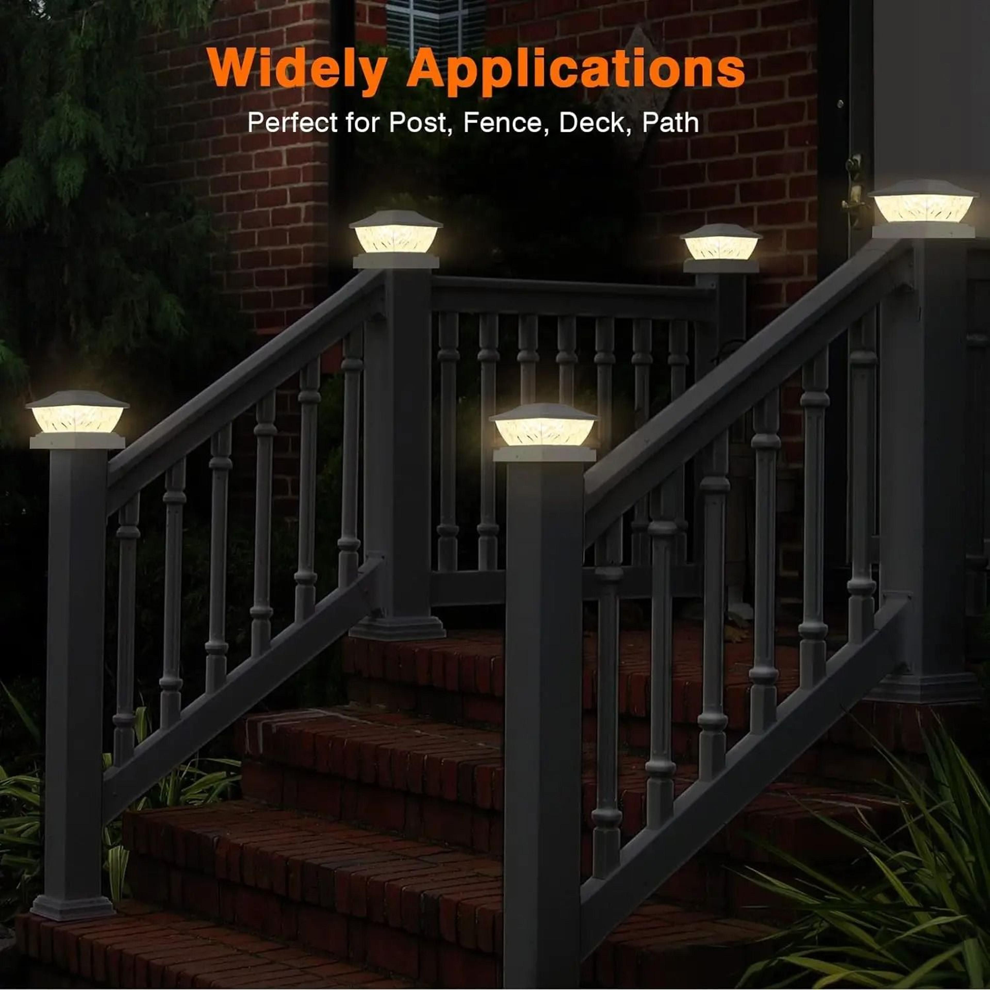 Solar Post Lights Outdoor Deck And Fence Post LED Garden Lights 5