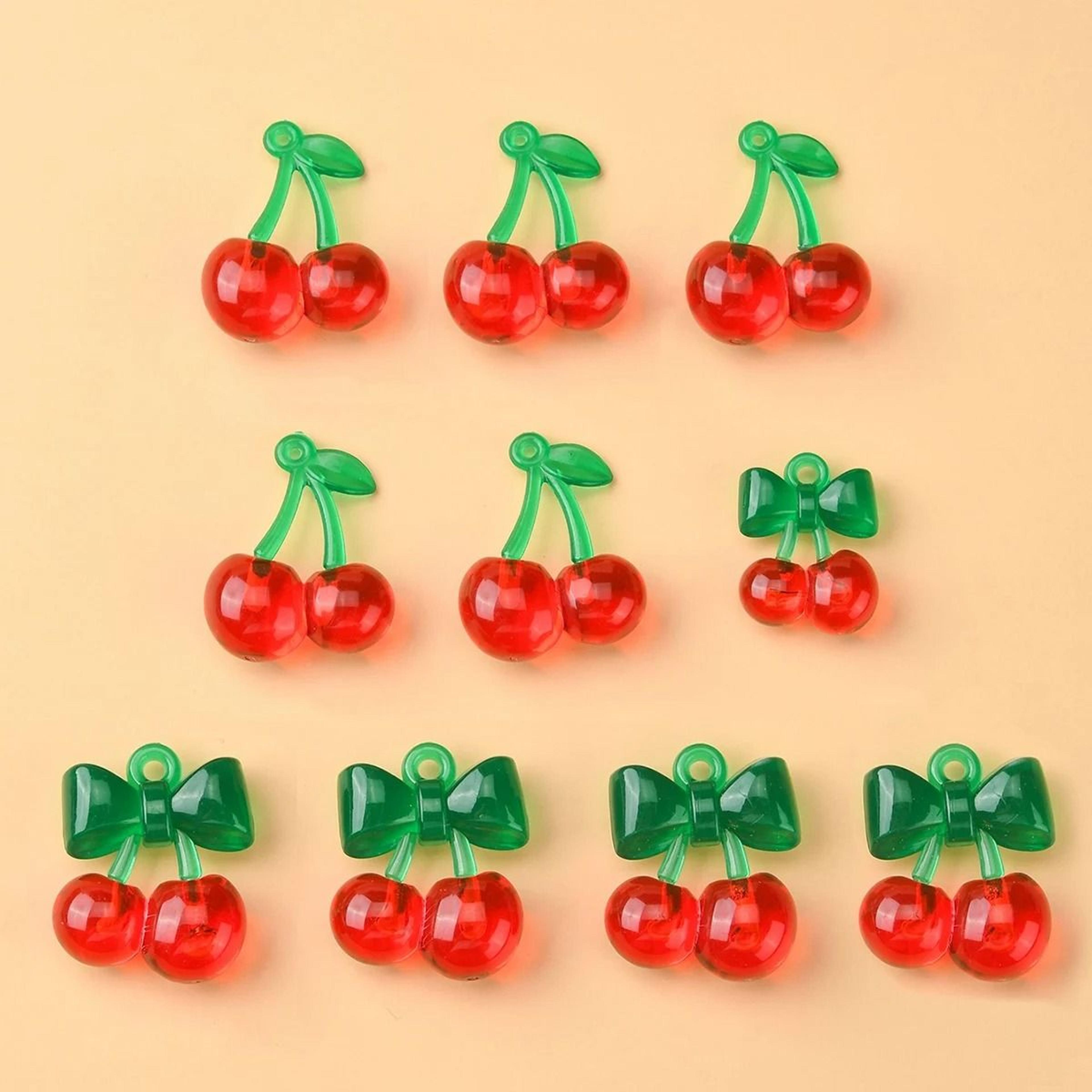 10 Piece Cherry Pendant Charms Acrylic DIY Jewelry Making Charms 5