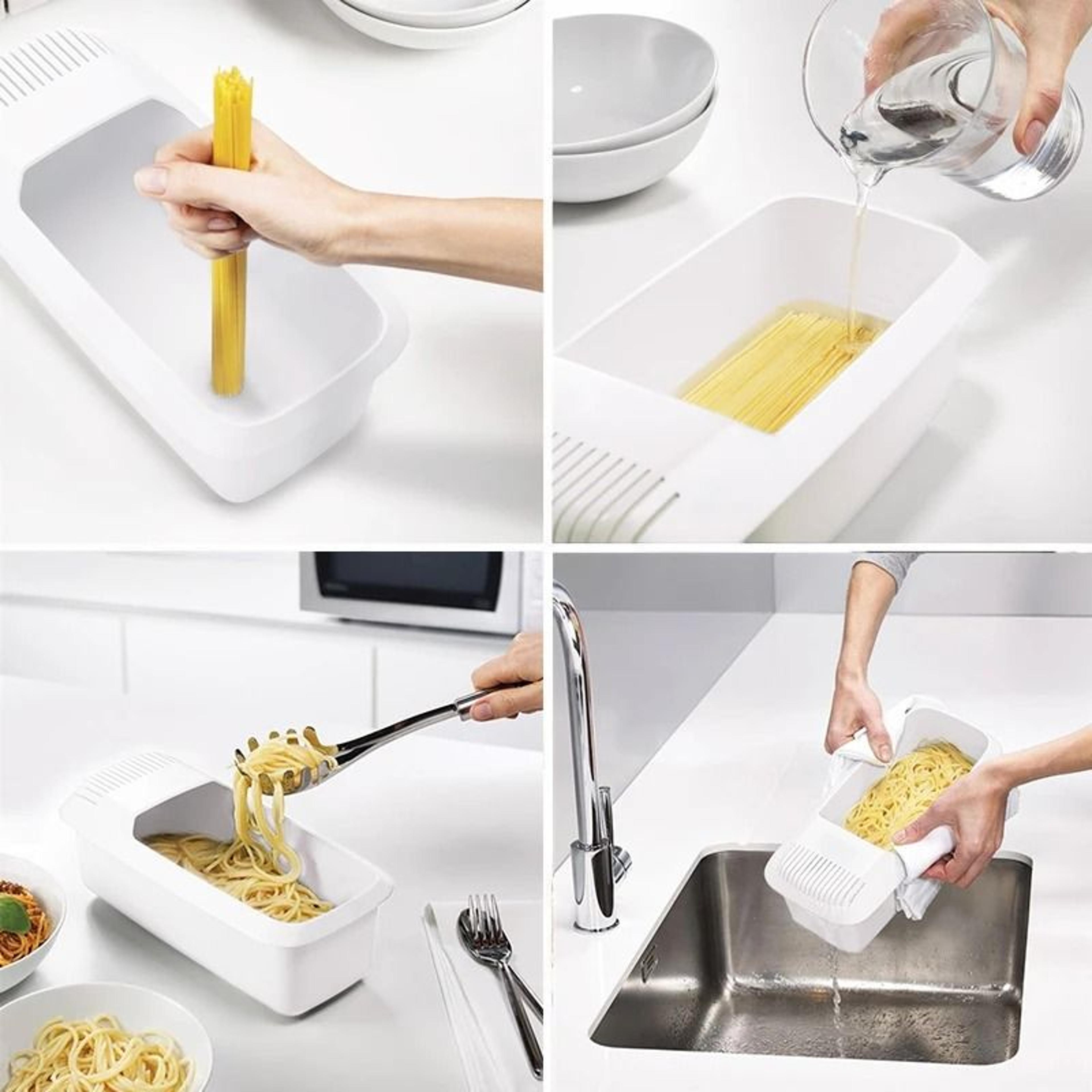 Eco Friendly Microwave Pasta Cooker With Strainer Noodle Cooking Container 1