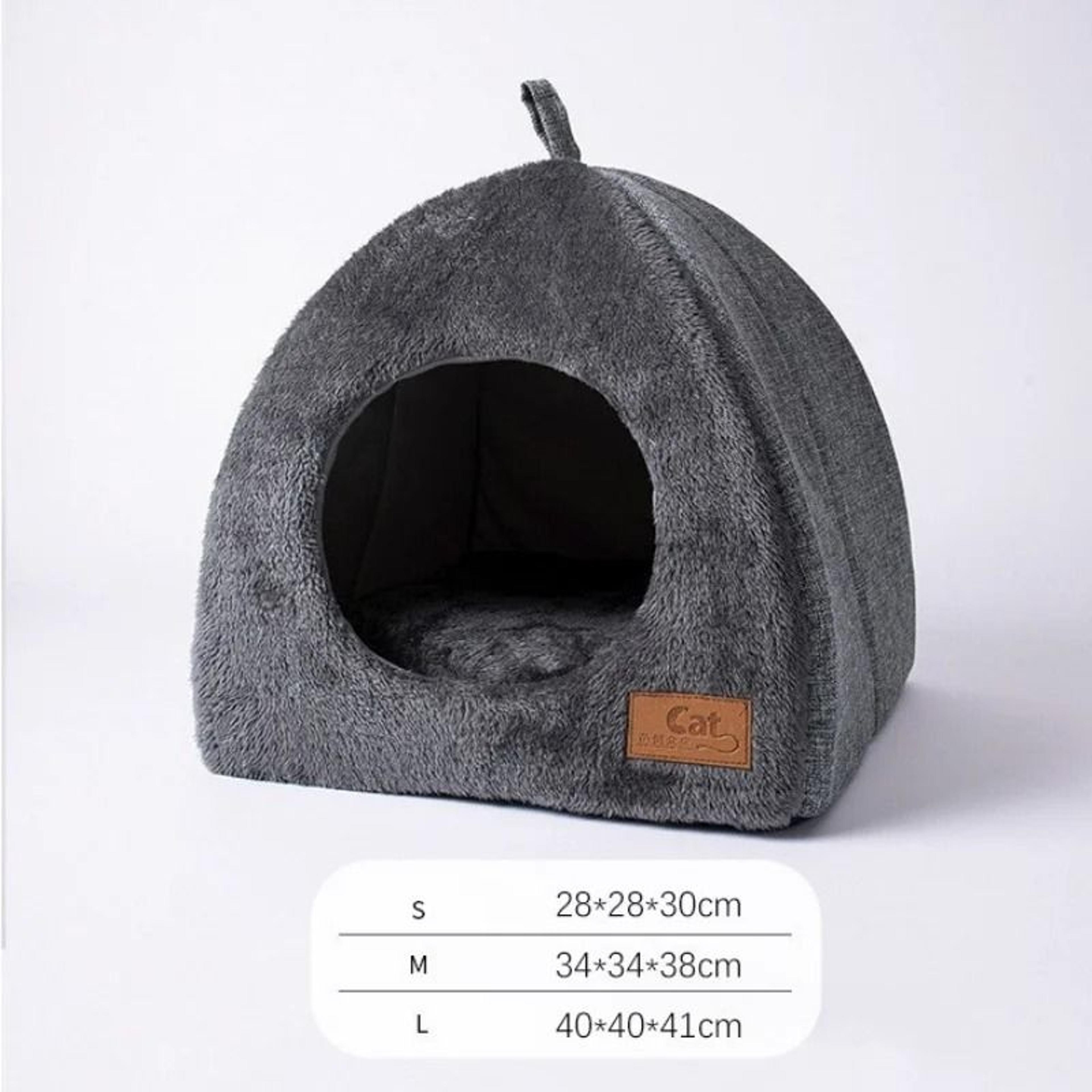 Triangular Cat Cave Bed Plush Enclosed Cat House Warm Pet Bed For Cats And Small Dogs 2