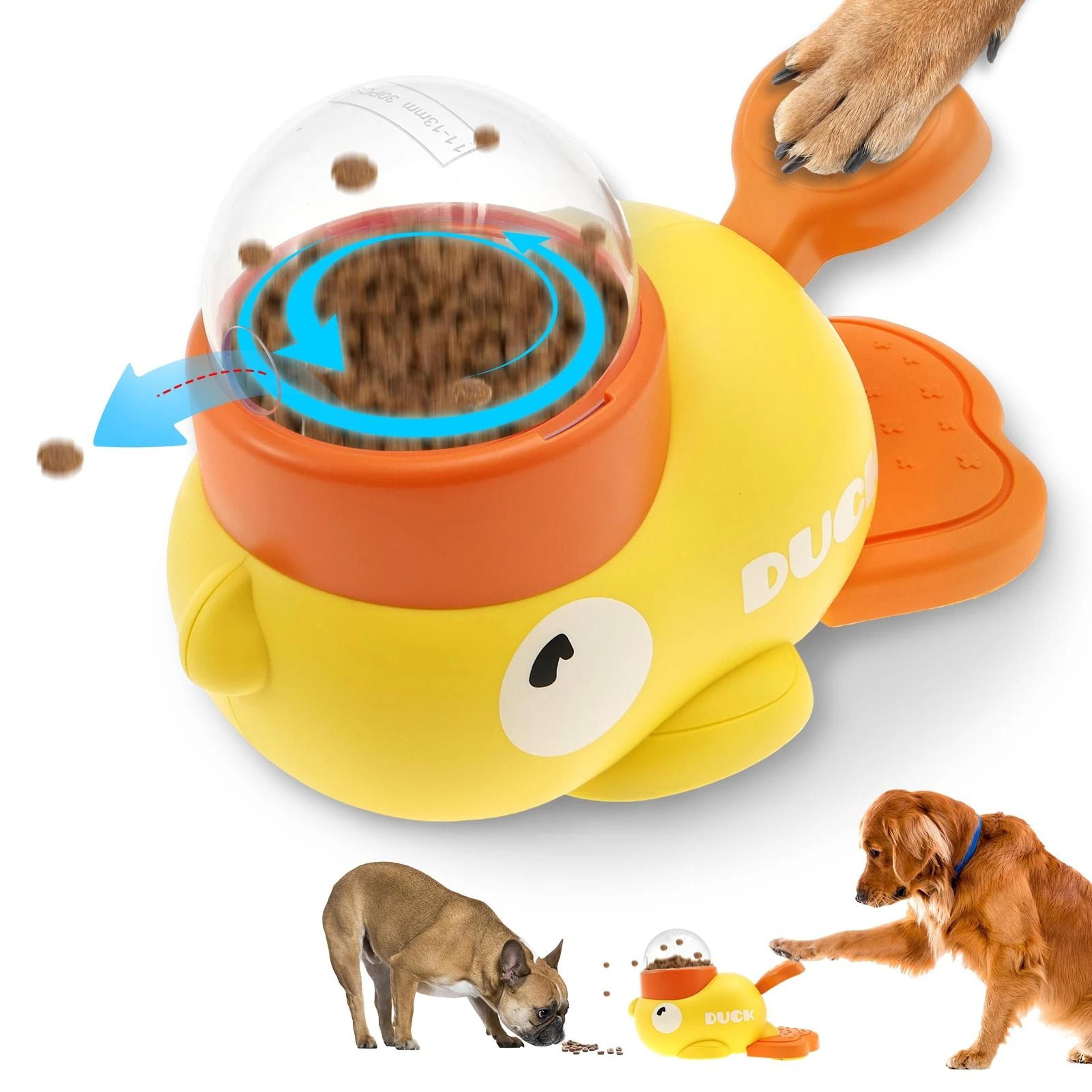 duck shape dog slow feeder toy interactive dog food dispenser toy adjustable treat feeder for pets