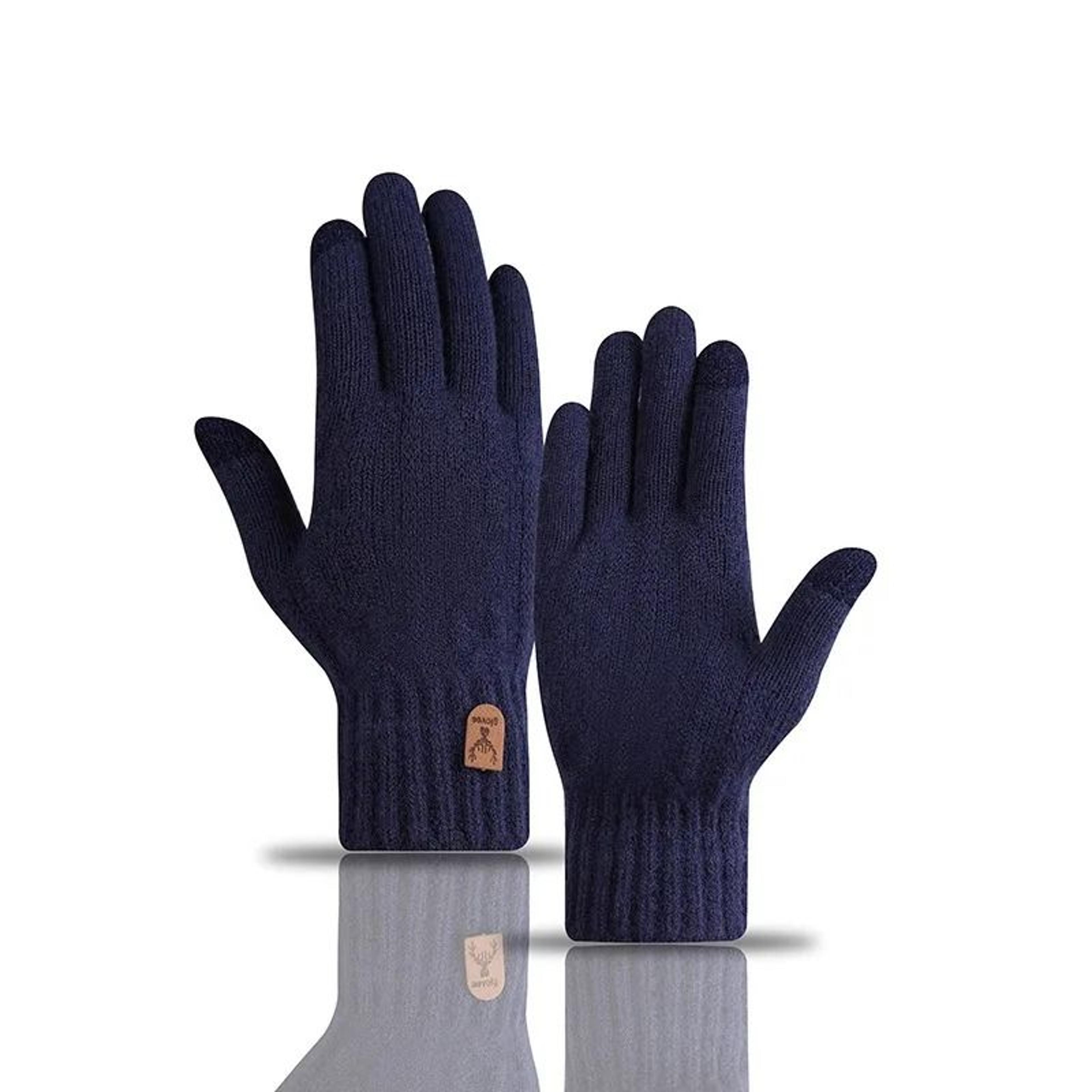 Mens Touch Screen Winter Gloves Warm Knitted Wool Gloves Thick Velvet Lined Cold Weather Gloves 2