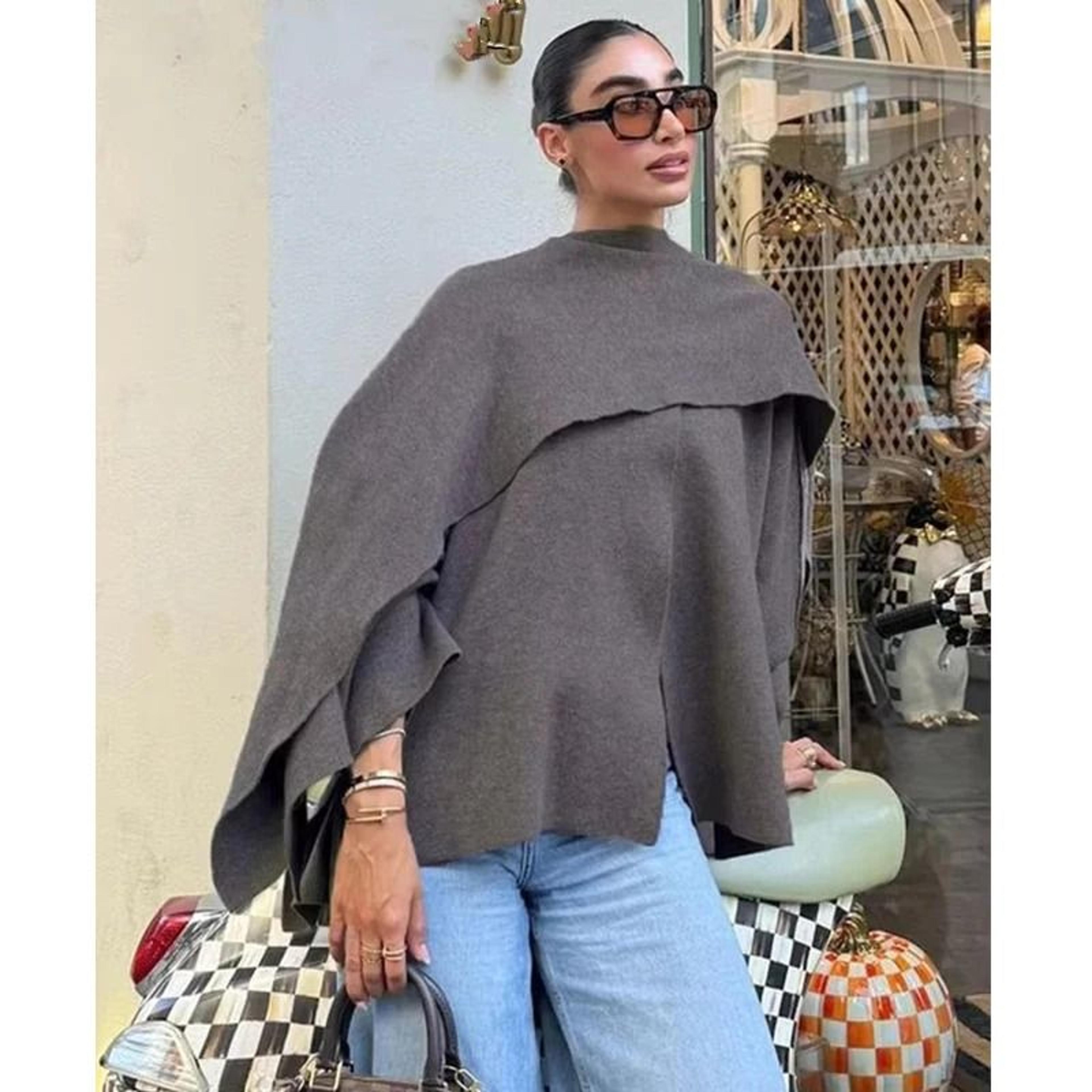 Elegant Womens Knit Cape Coat Scarf Collar Winter Poncho Cardigan 5