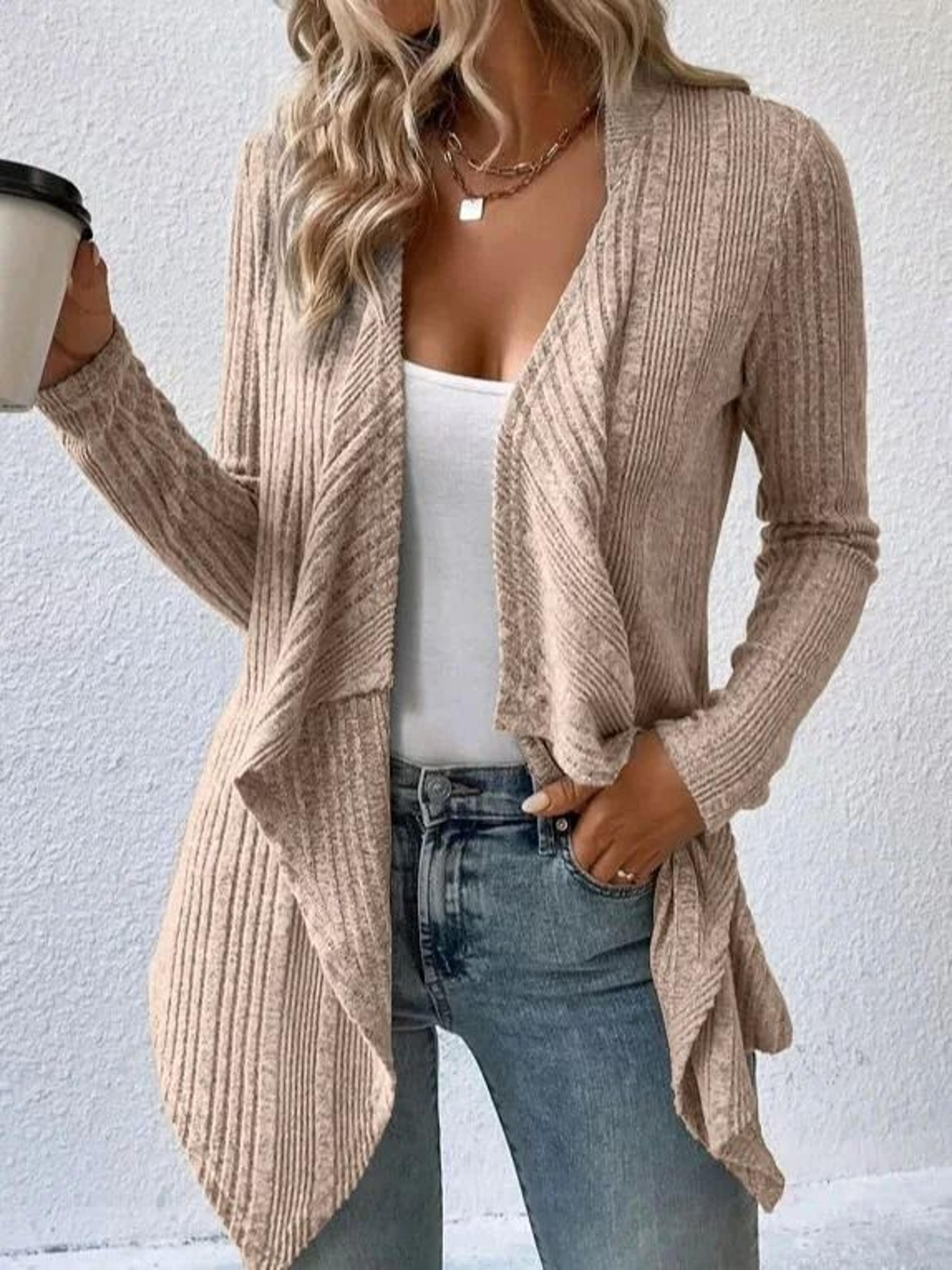 Casual Womens Knit Cardigan Sweater Loose Long Sleeve Winter Cardigan Jacket 5