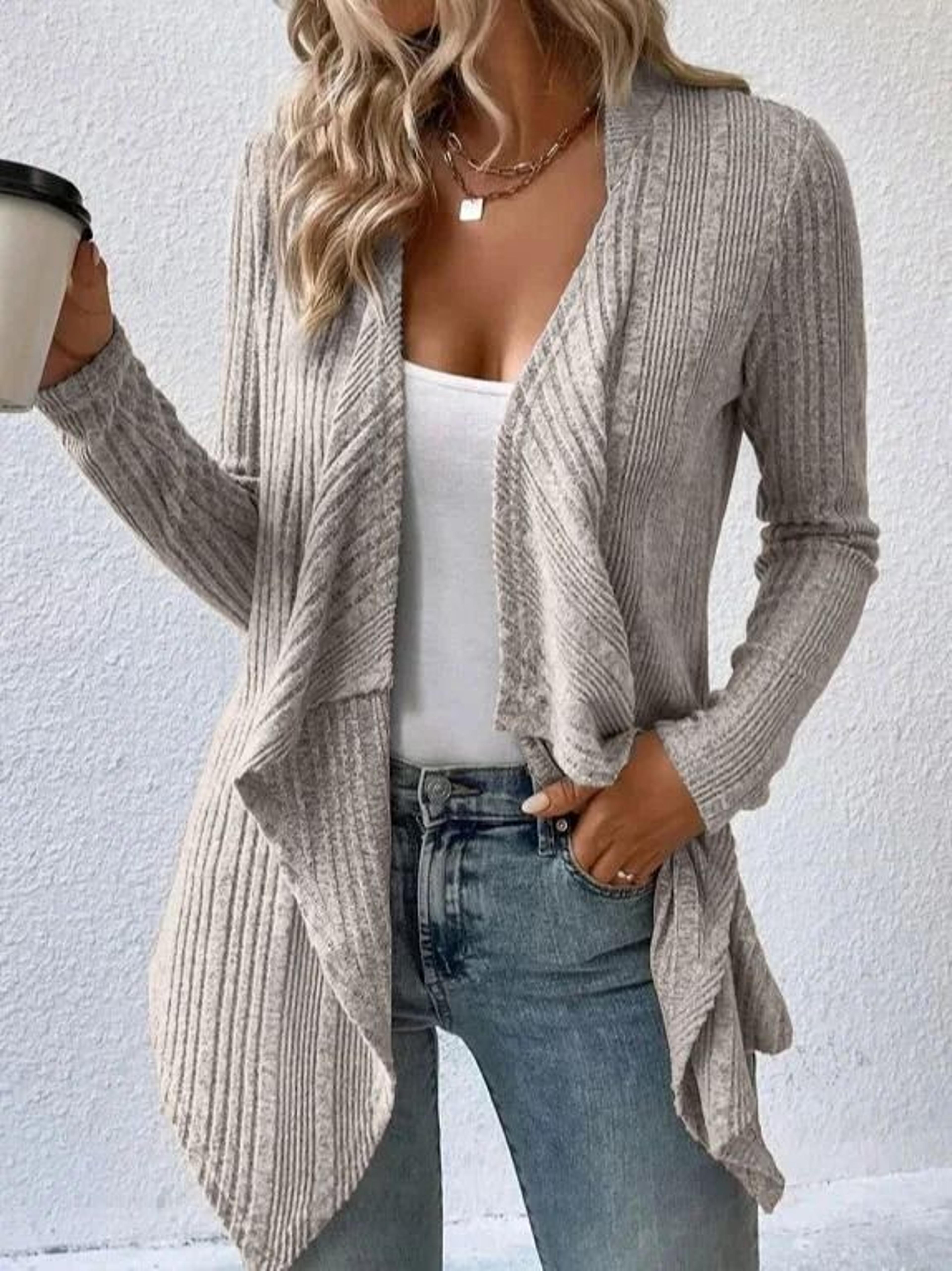 Casual Womens Knit Cardigan Sweater Loose Long Sleeve Winter Cardigan Jacket 6