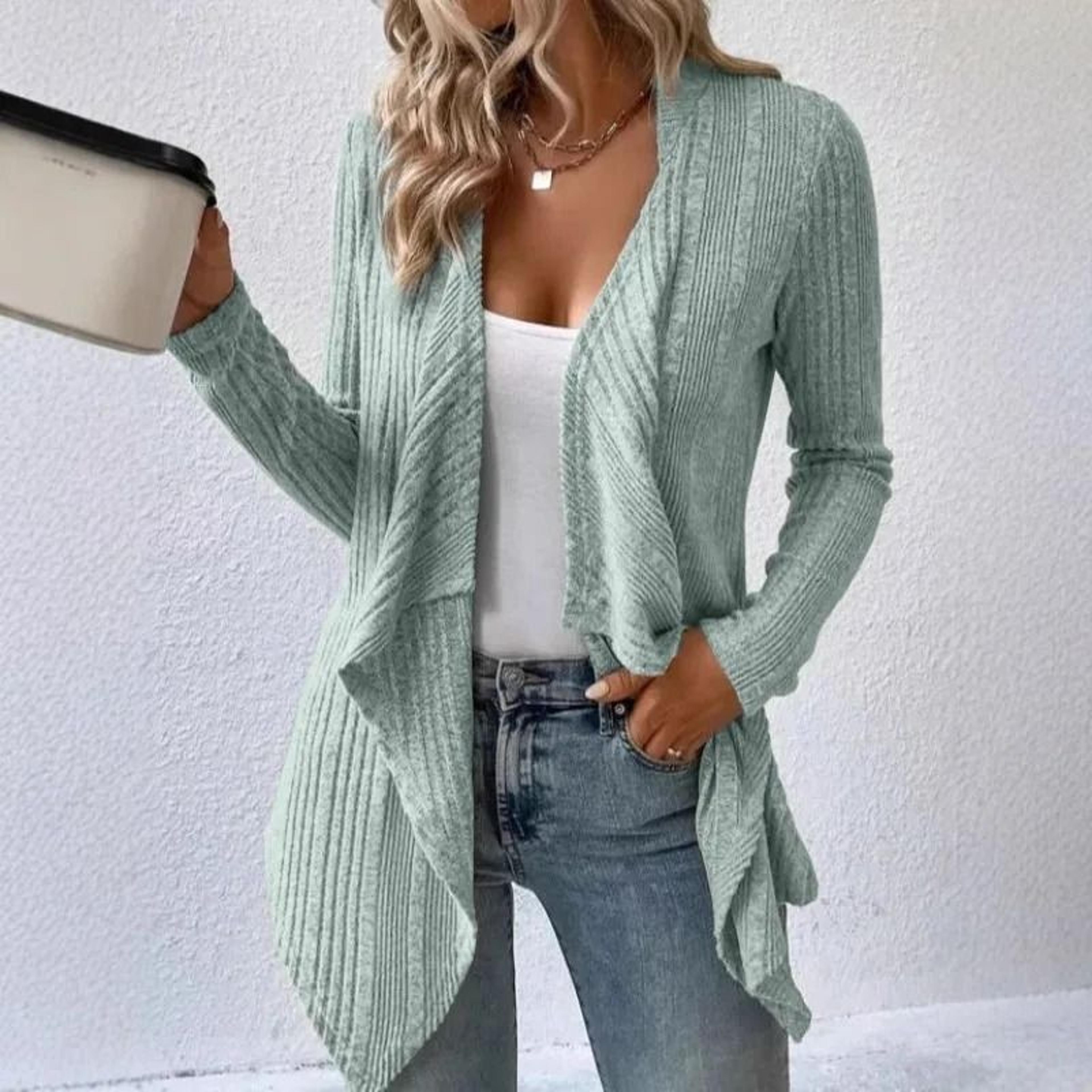 Casual Womens Knit Cardigan Sweater Loose Long Sleeve Winter Cardigan Jacket 2