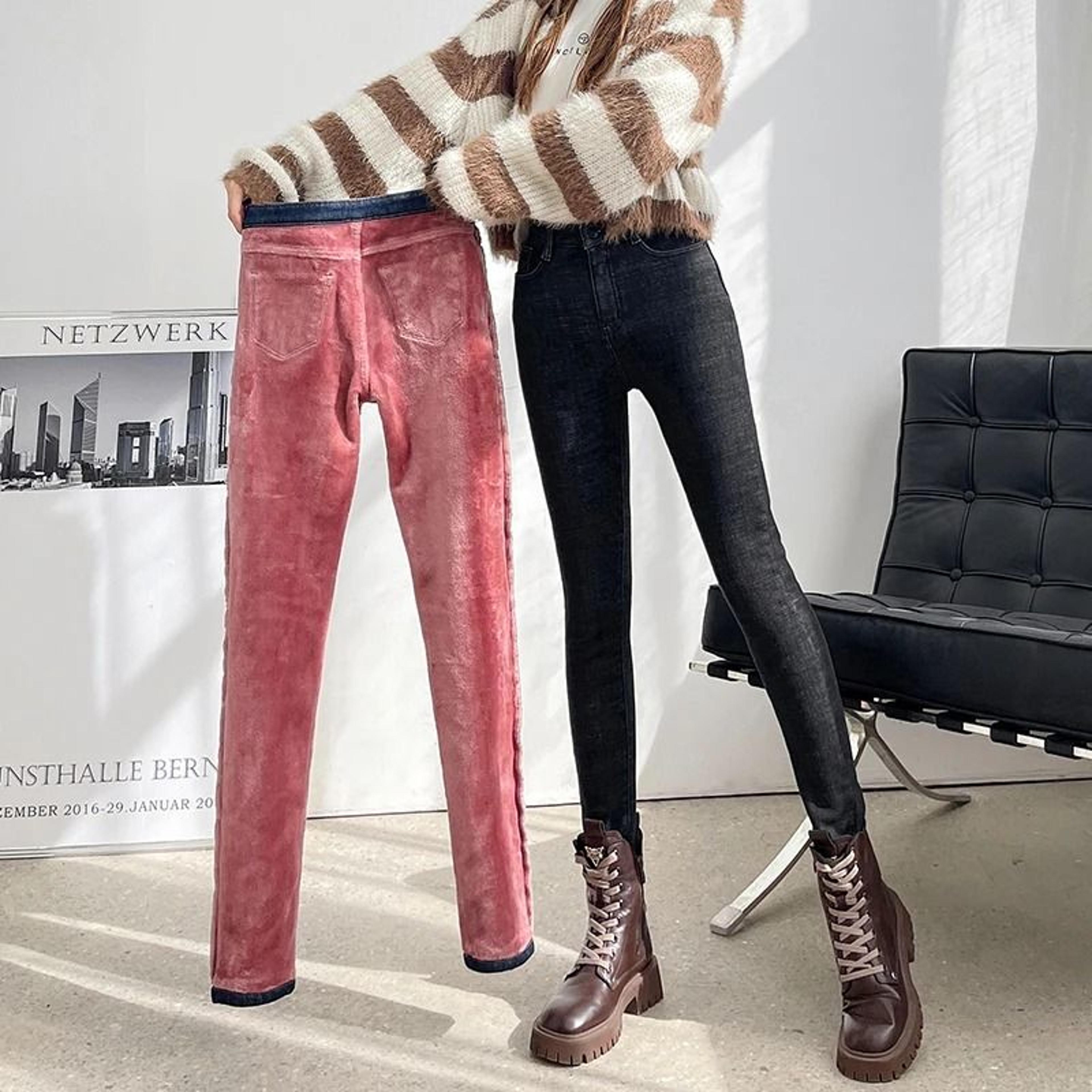 Womens Fleece Lined Thermal Stretch Jeans Warm Winter Denim Leggings 5