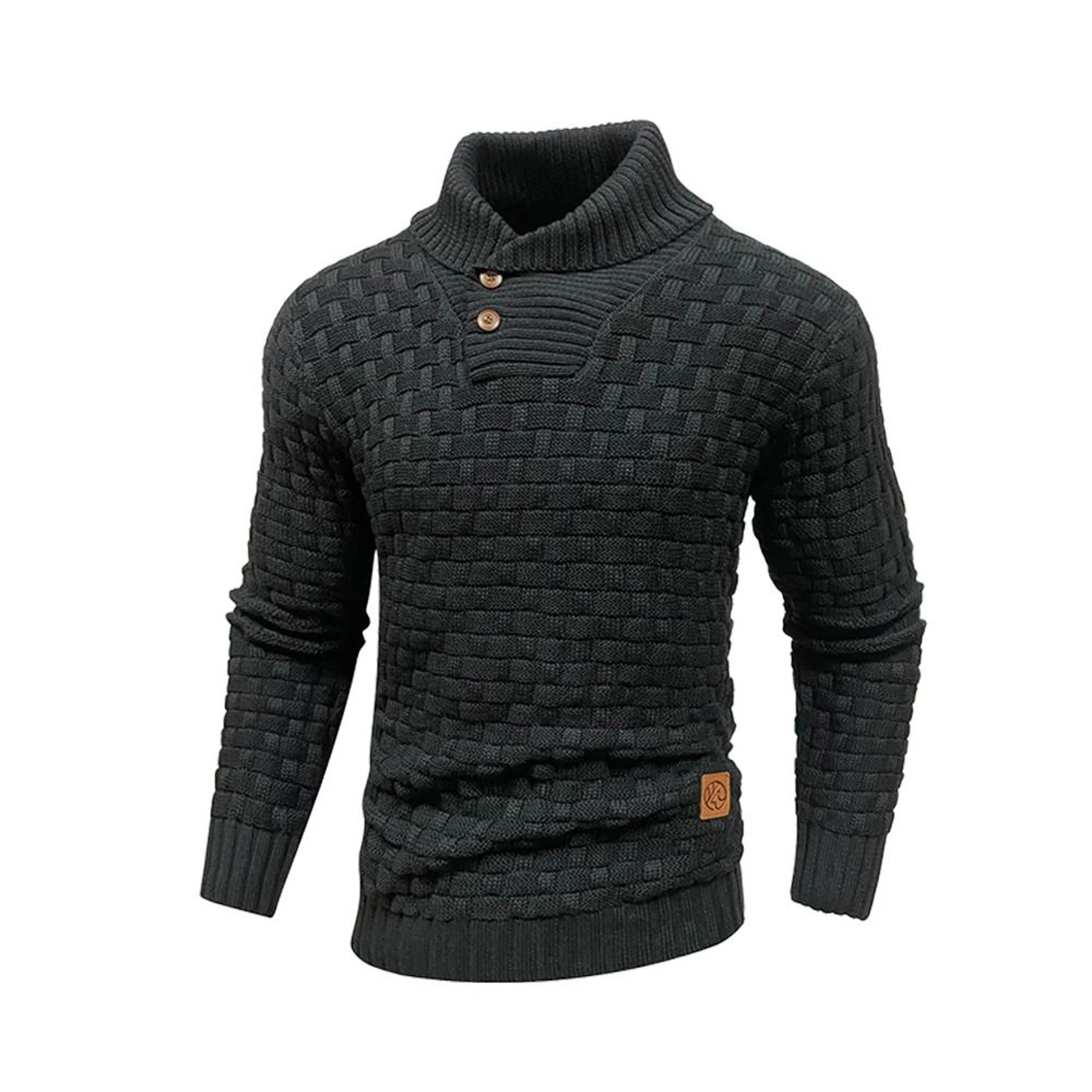 Mens Casual Knit Sweater Crew Neck Warm Ribbed Pullover 2