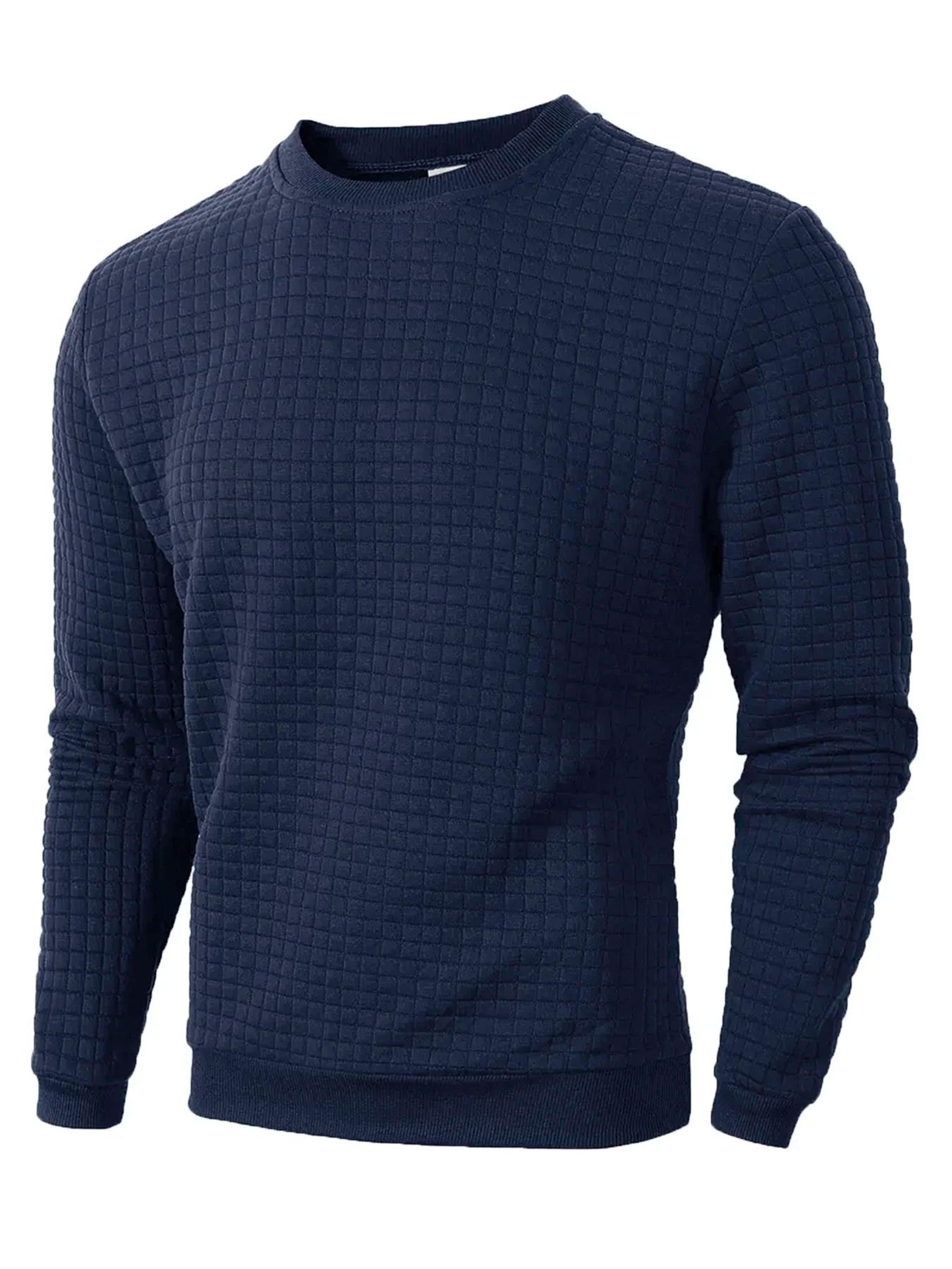 Mens Jacquard Knit Sweater Crew Neck Slim Fit Casual Pullover 5
