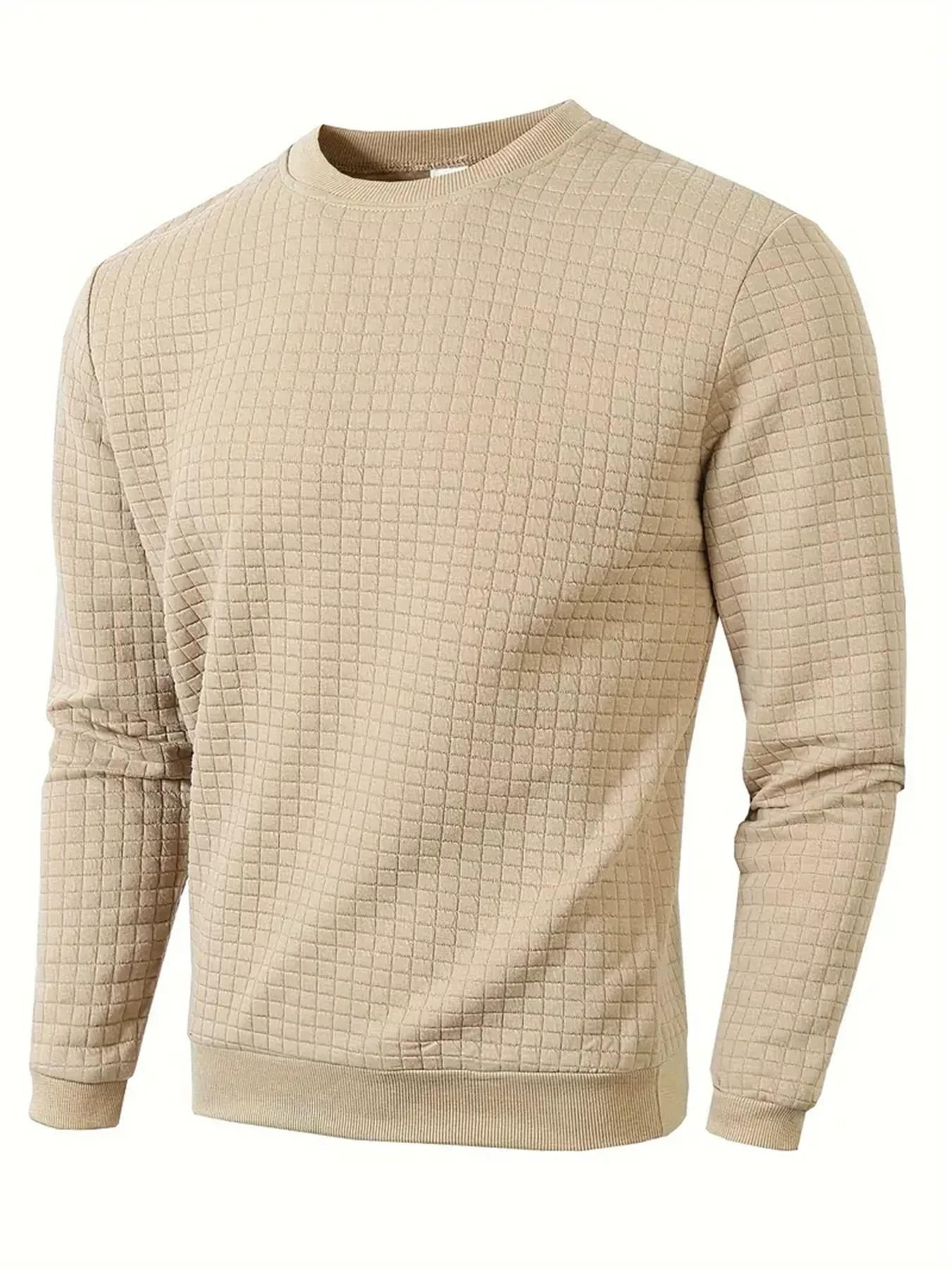 Mens Jacquard Knit Sweater Crew Neck Slim Fit Casual Pullover 3