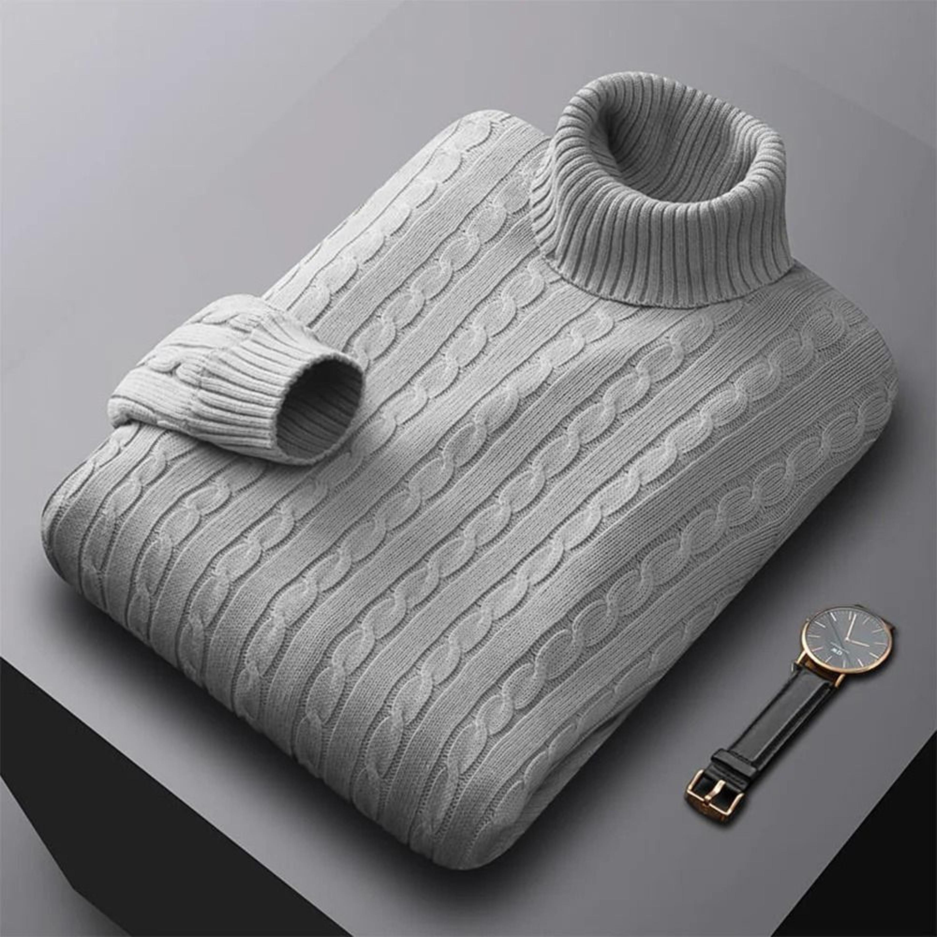 Mens Turtleneck Knit Sweater Warm High Neck Casual Pullover 1