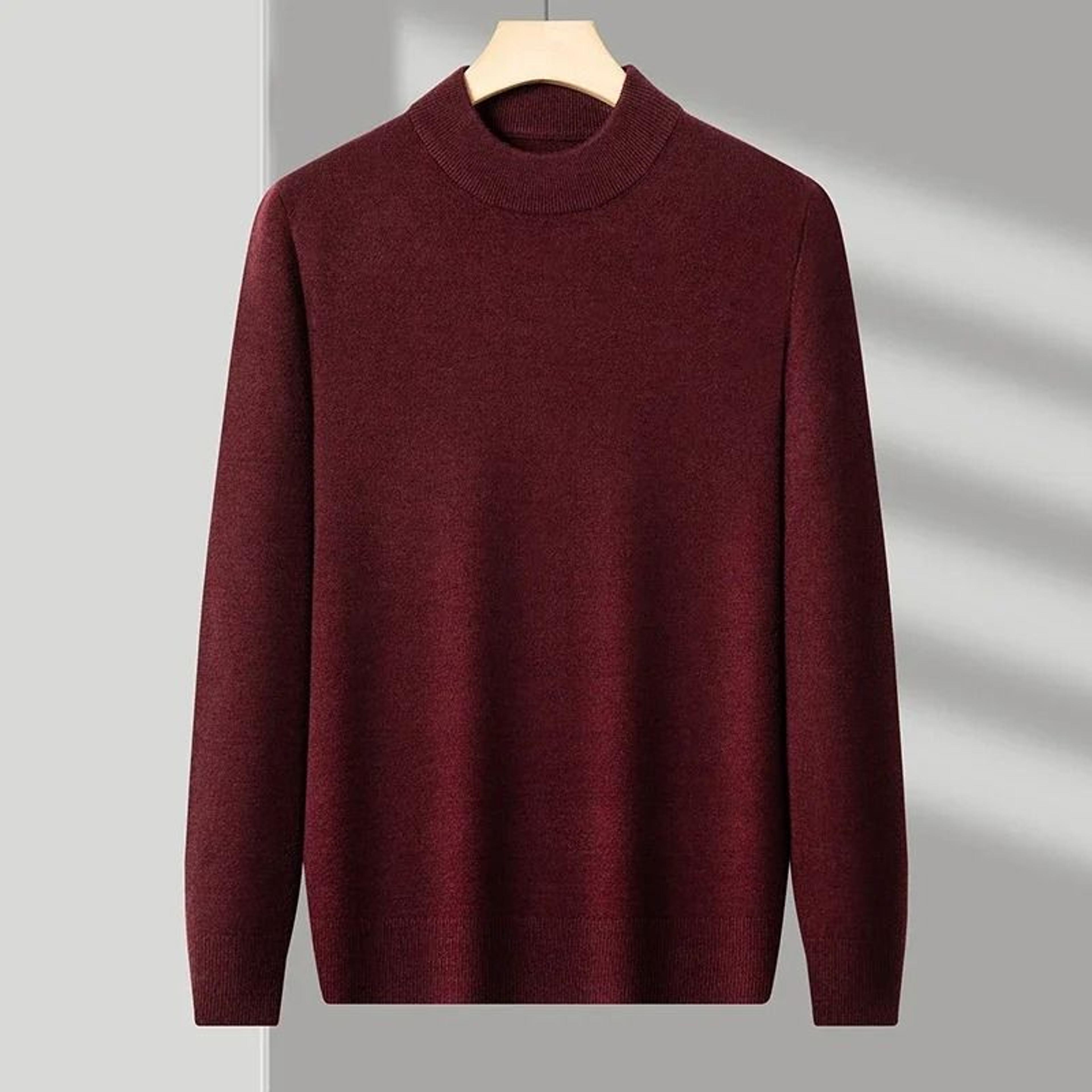 Mens Mock Neck Knit Sweater Casual Half Turtleneck Pullover 4
