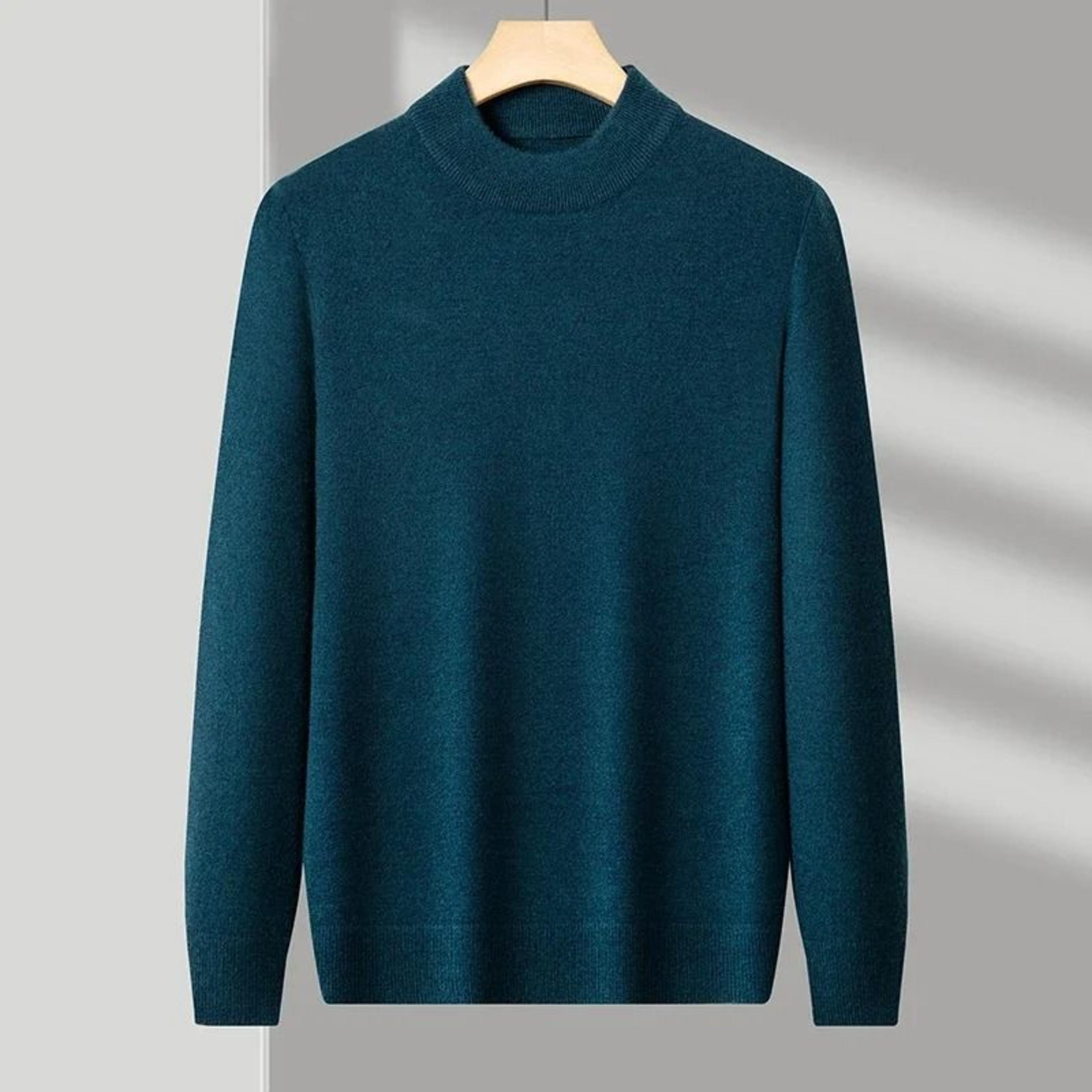 Mens Mock Neck Knit Sweater Casual Half Turtleneck Pullover 2