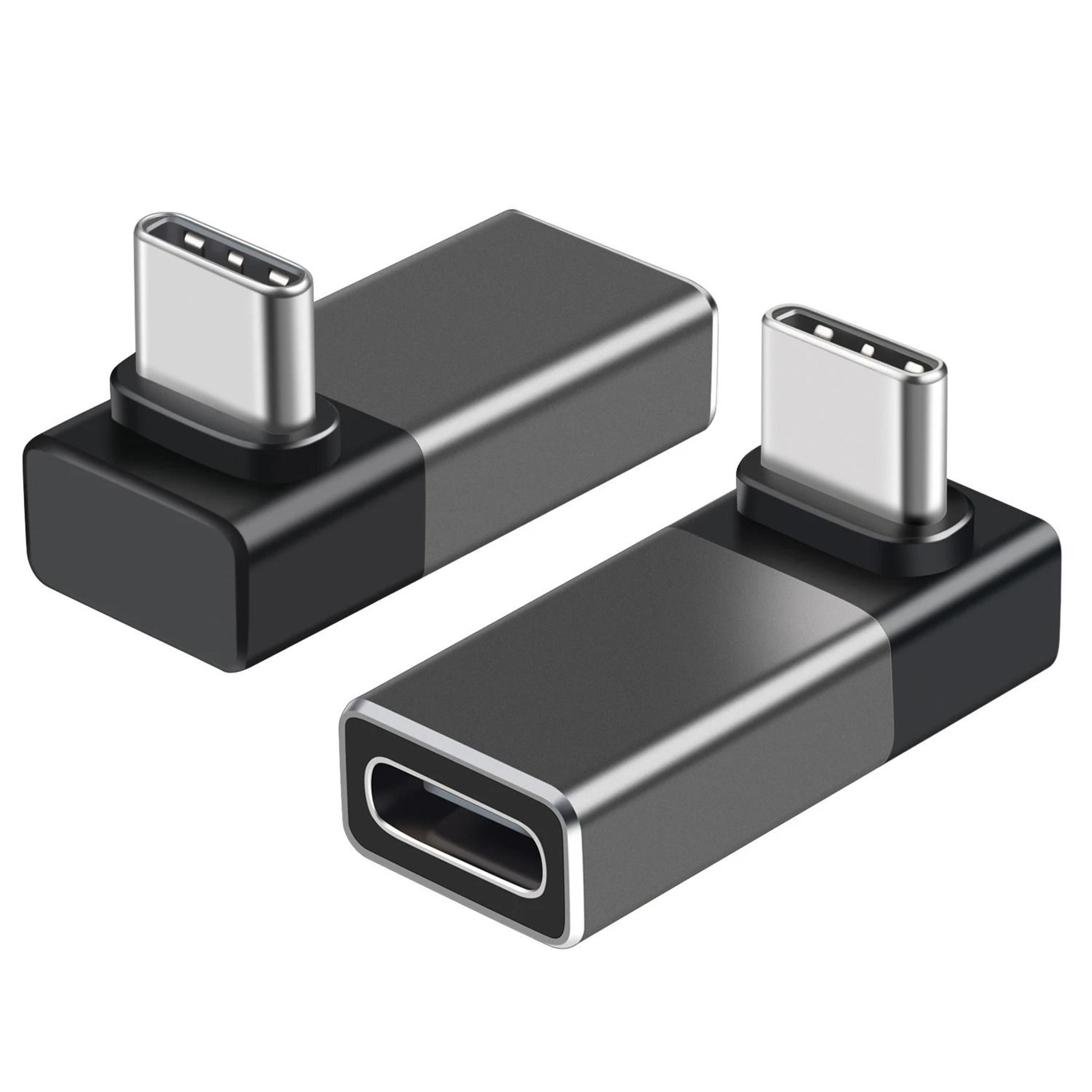 Hannord USB C 90 Degree Adapter USB4 40Gbps Angled Converter 2 Pack 3