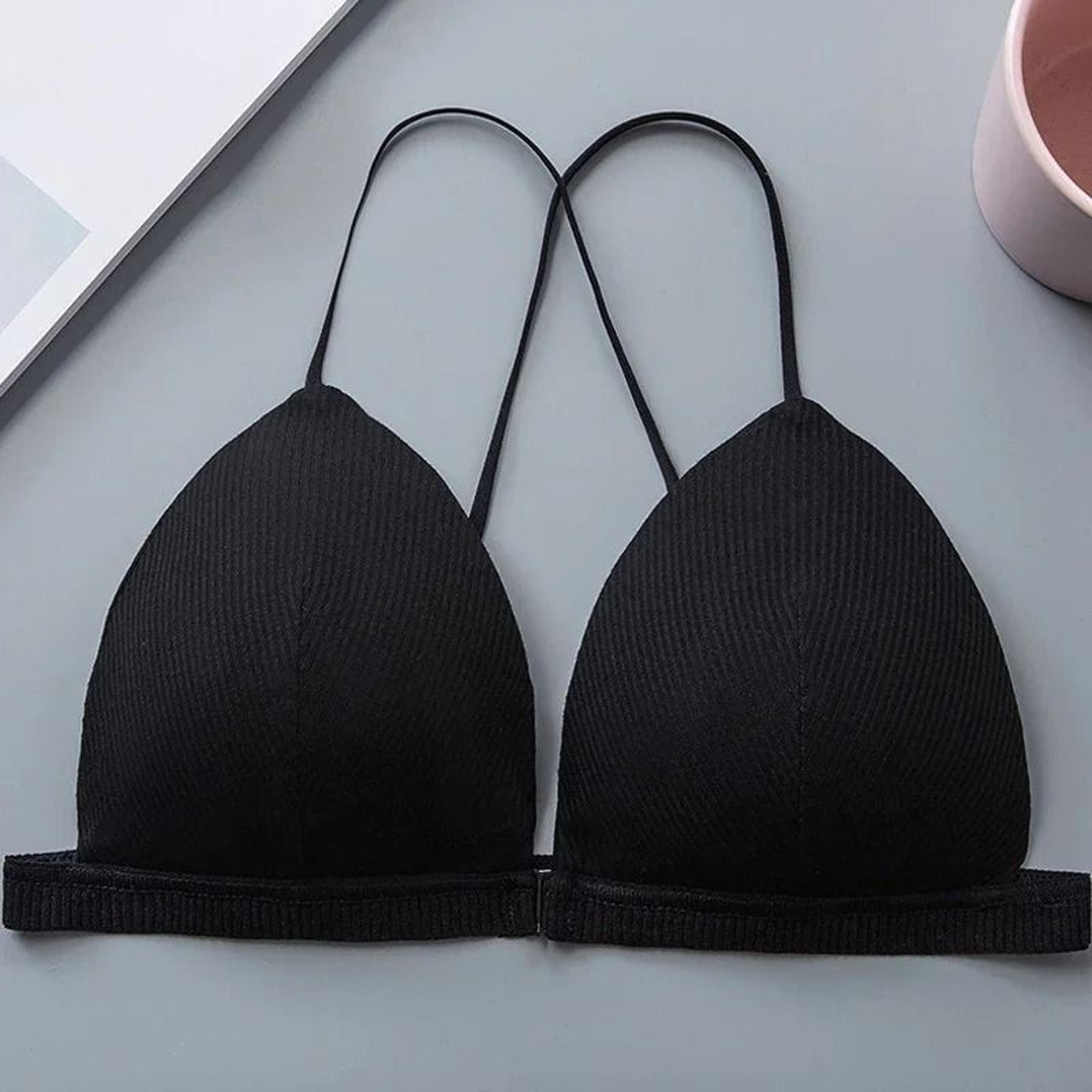 Womens Front Closure Push Up Bra Seamless Deep V Bralette Soft Comfort Lingerie 1