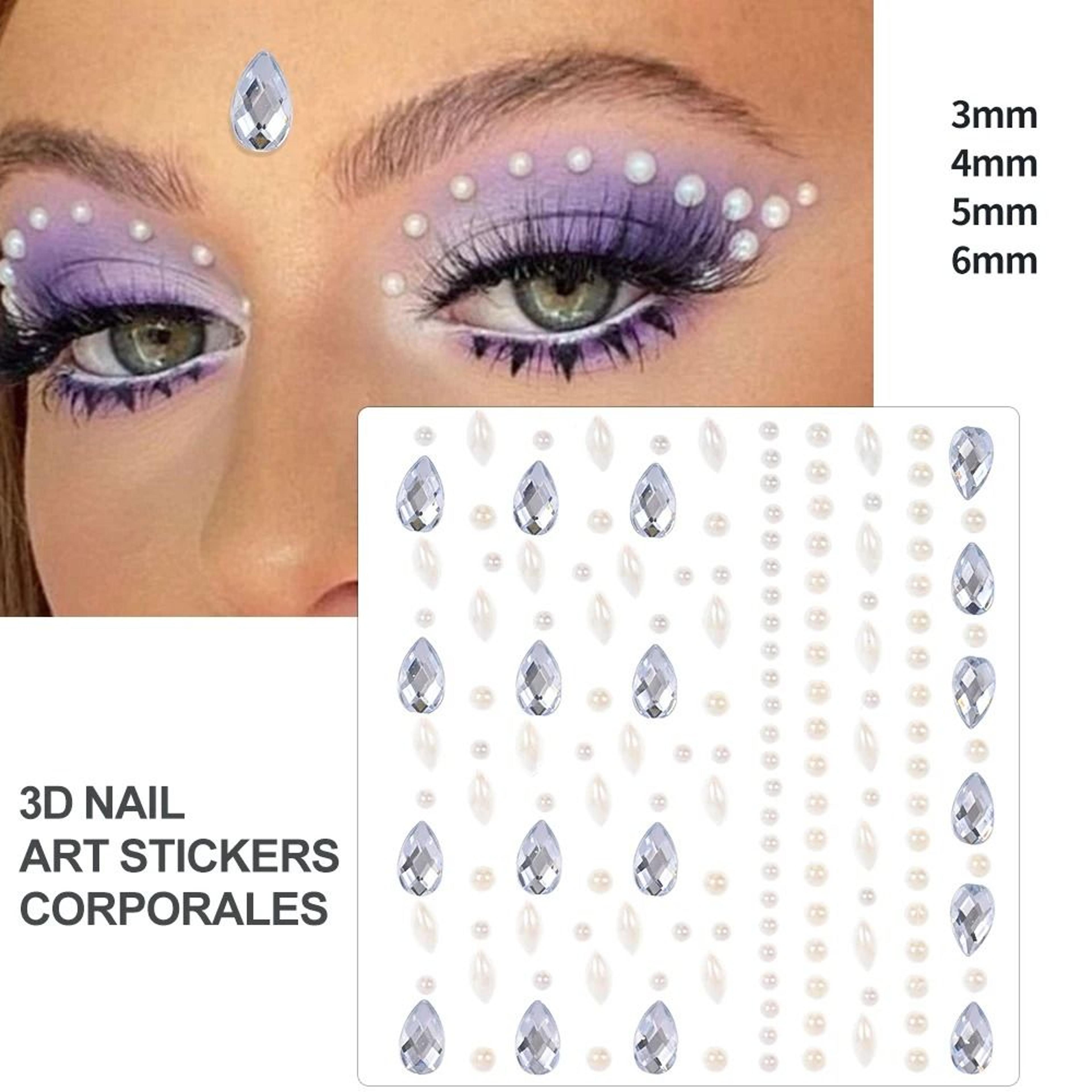 GlamPearl Self Adhesive Face Pearls Stick On Face Gem Stickers Makeup Rhinestone Pearl Set 6