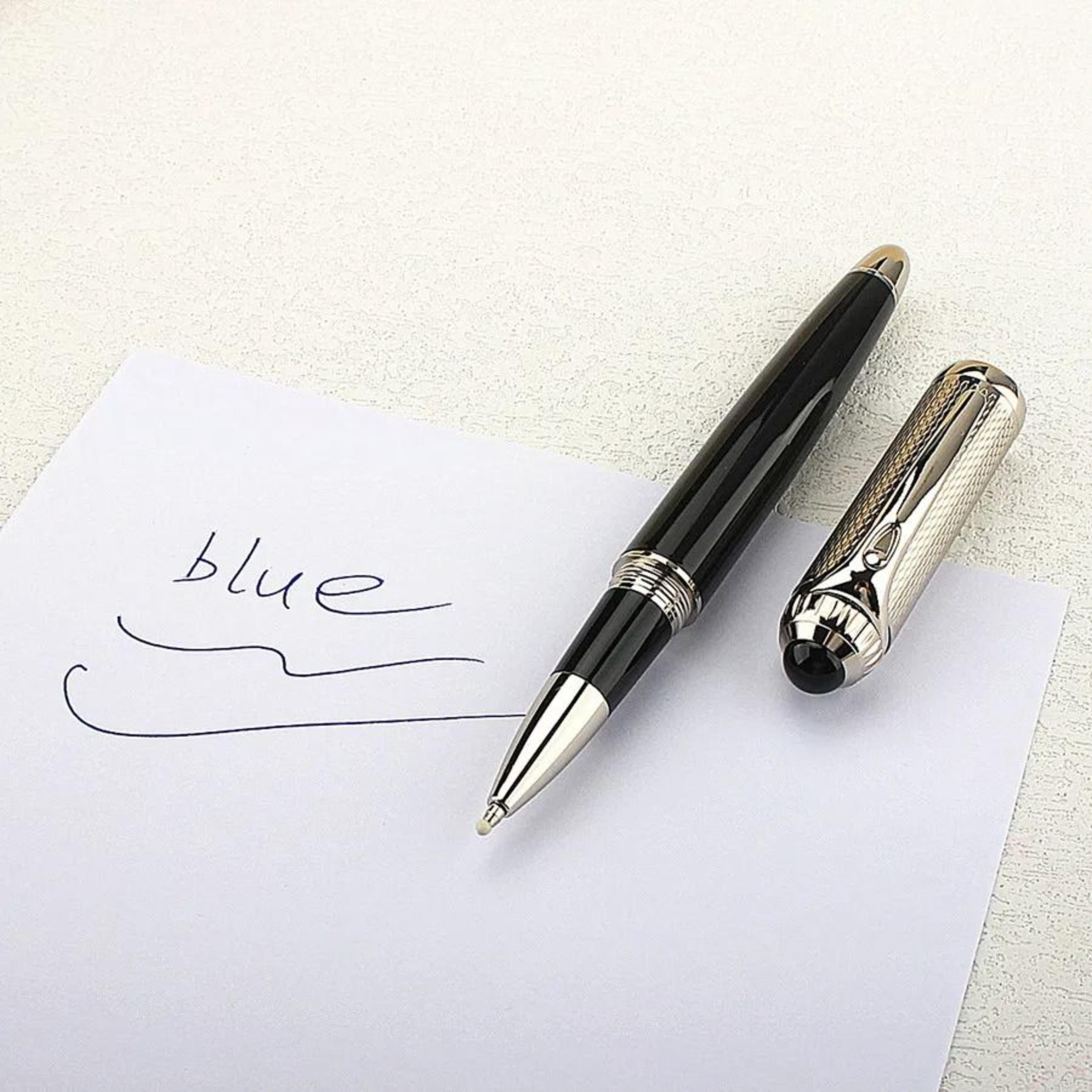 ExecutivePro Luxury Rollerball Pen Metal Business Writing Pen Blue Ink Office Gift Pen 8