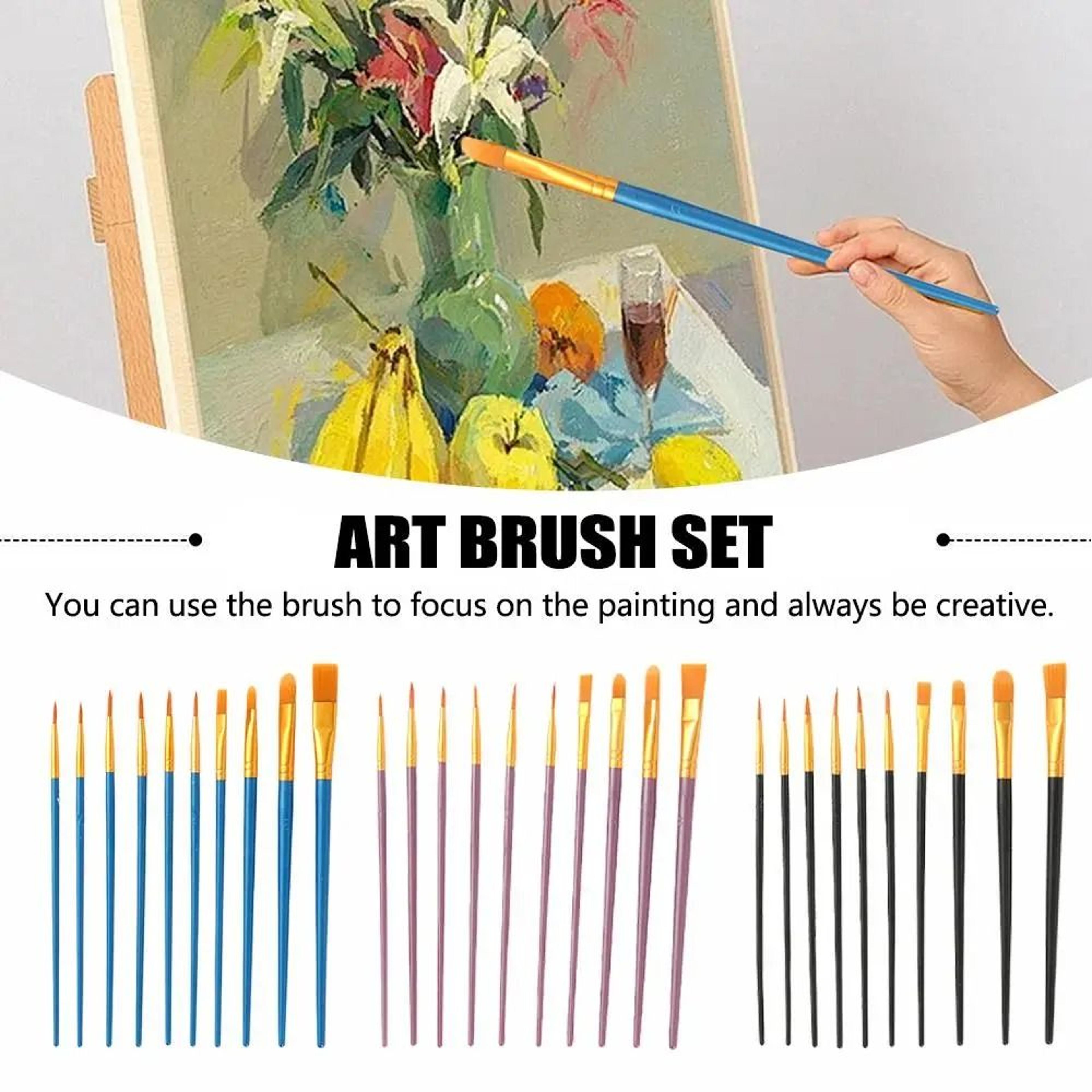 10 Piece Paint Brush Set Nylon Hair Artist Painting Brushes For Watercolor Acrylic Oil 7