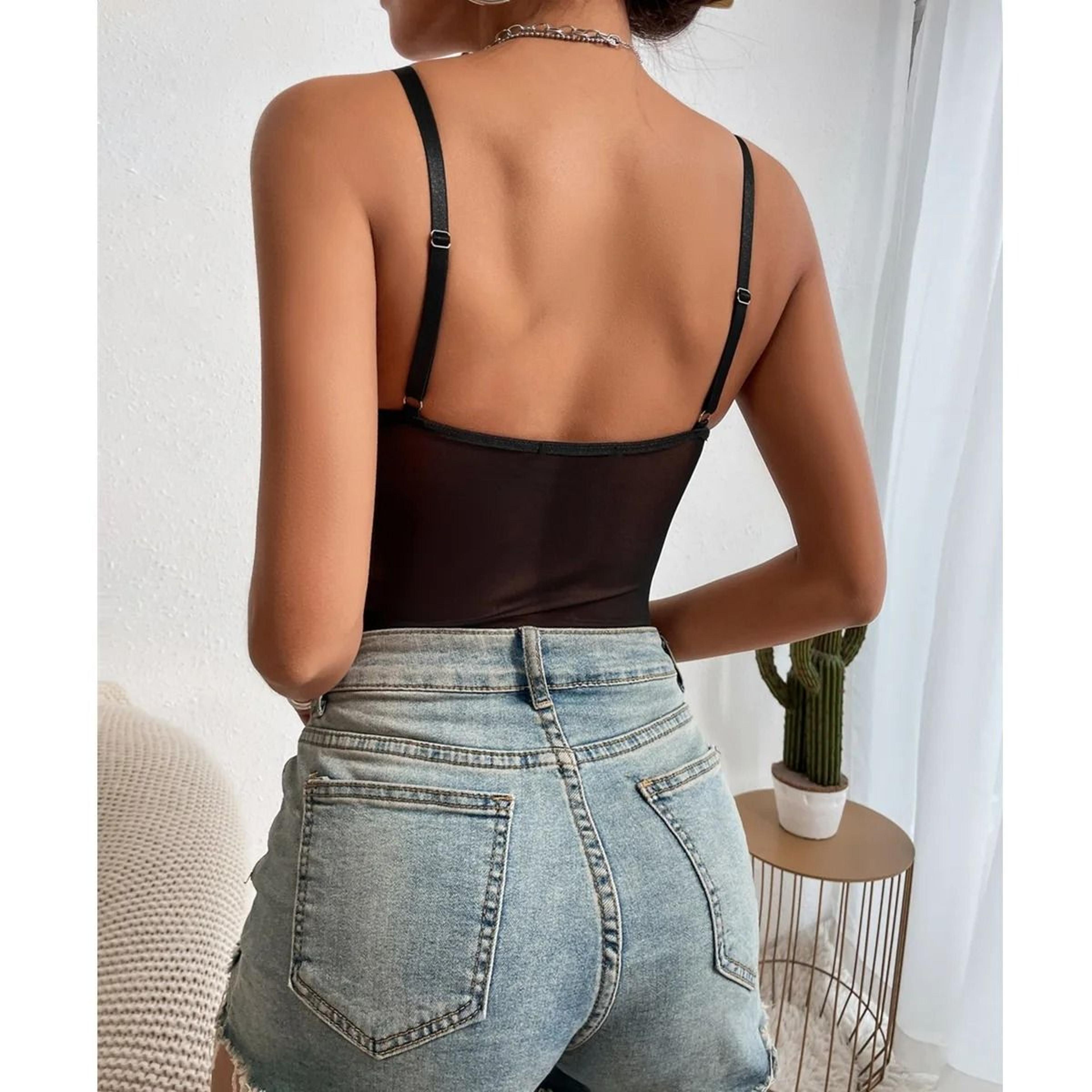 Womens Deep V Neck Camisole Top Adjustable Strap Padded Bust Shaping Tank 1