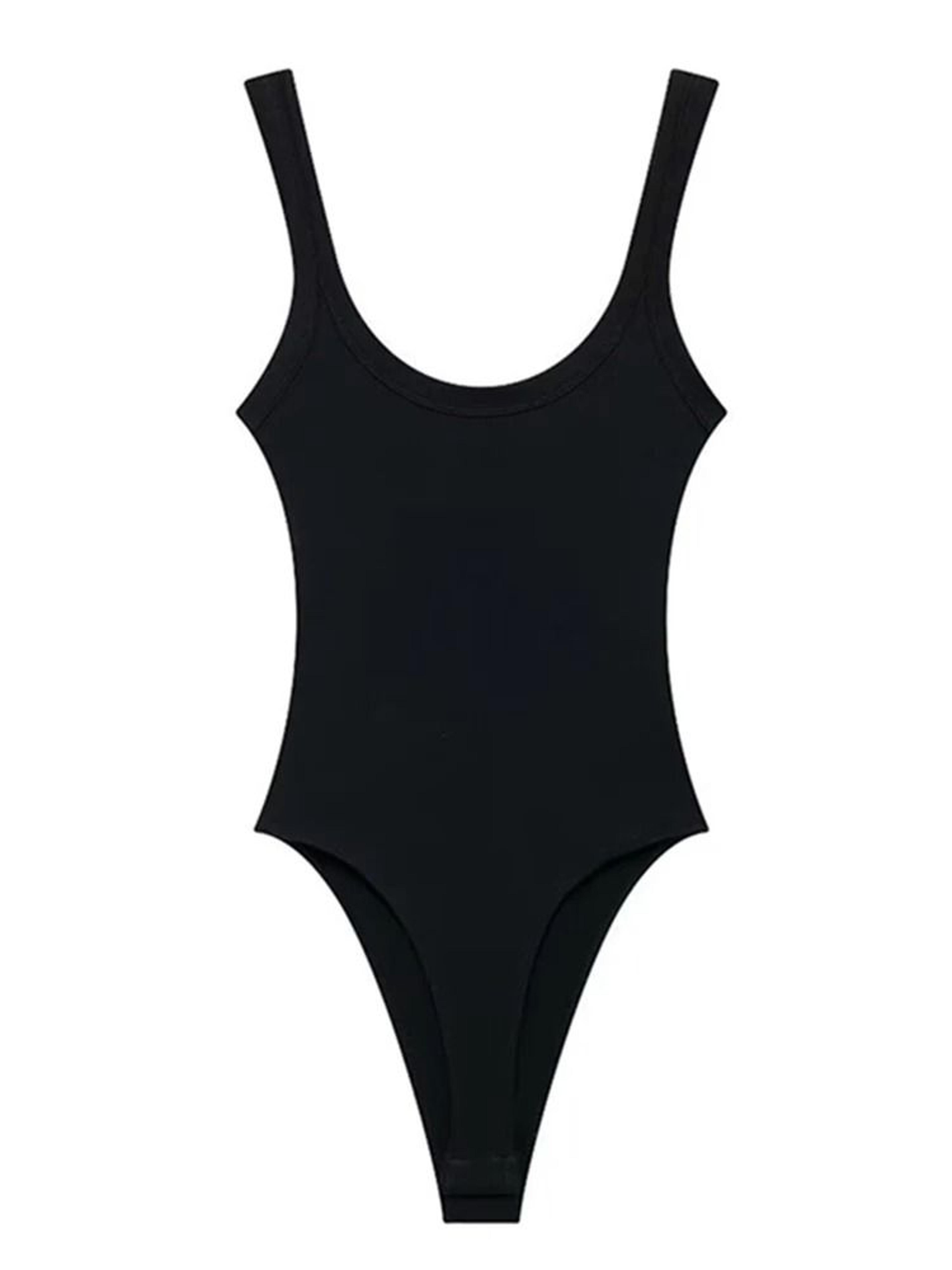 Womens Ribbed O Neck Bodysuit Stretch Snap Button Bodysuit Slim Fit Fashion Top 6