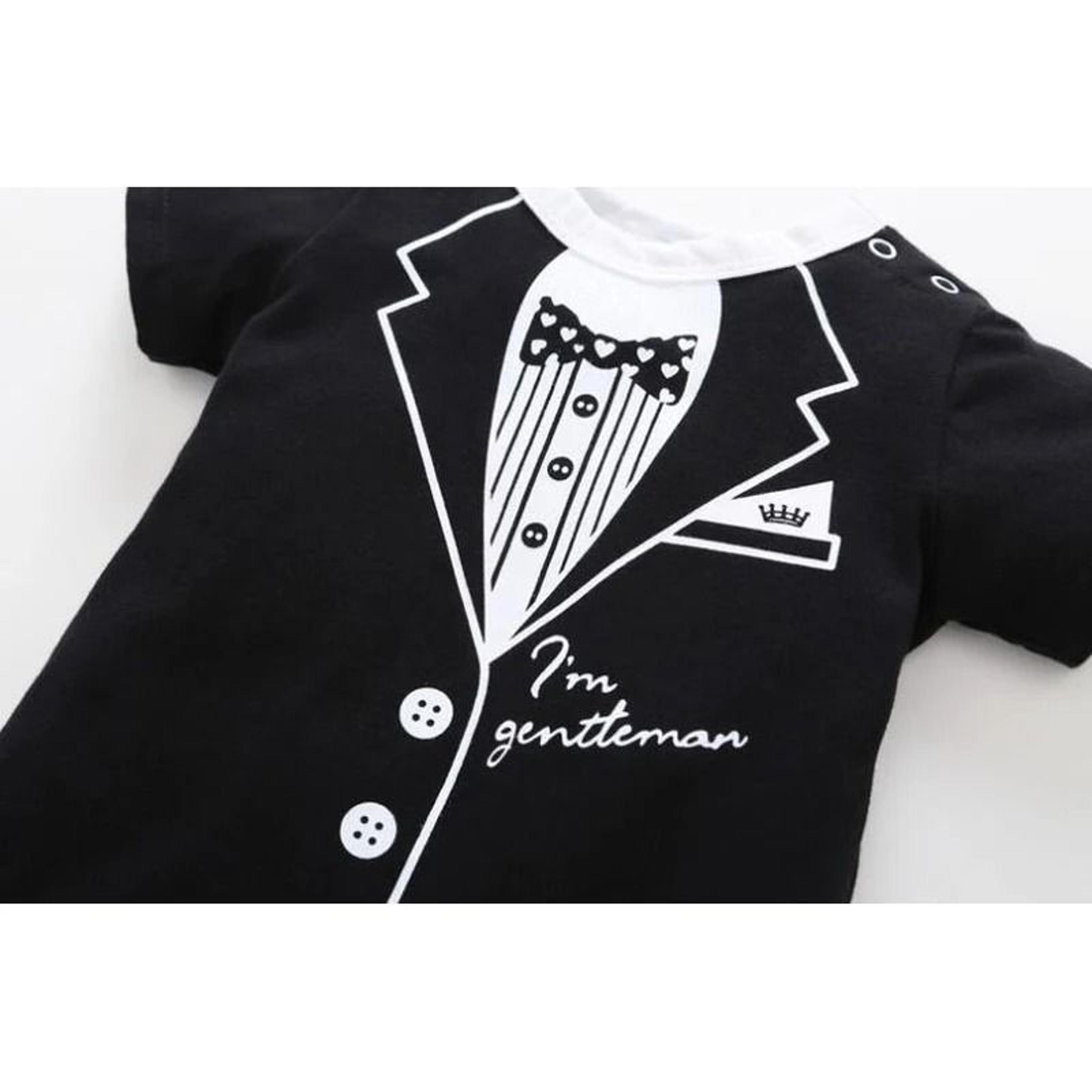 Newborn Baby Boy Gentleman Romper Cotton Infant Summer Romper Tie Print Short Sleeve Outfit 3