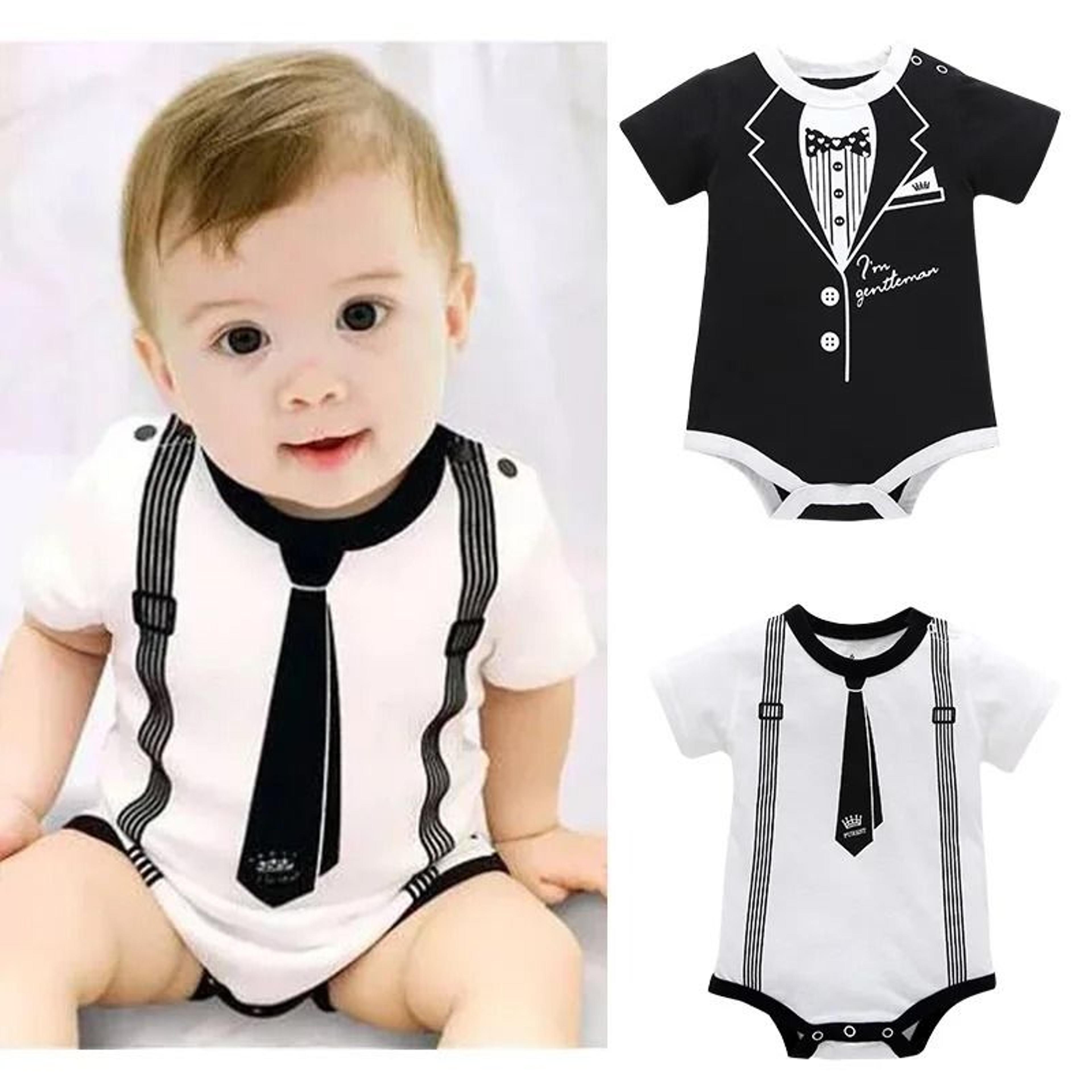 newborn baby boy gentleman romper cotton infant summer romper tie print short sleeve outfit