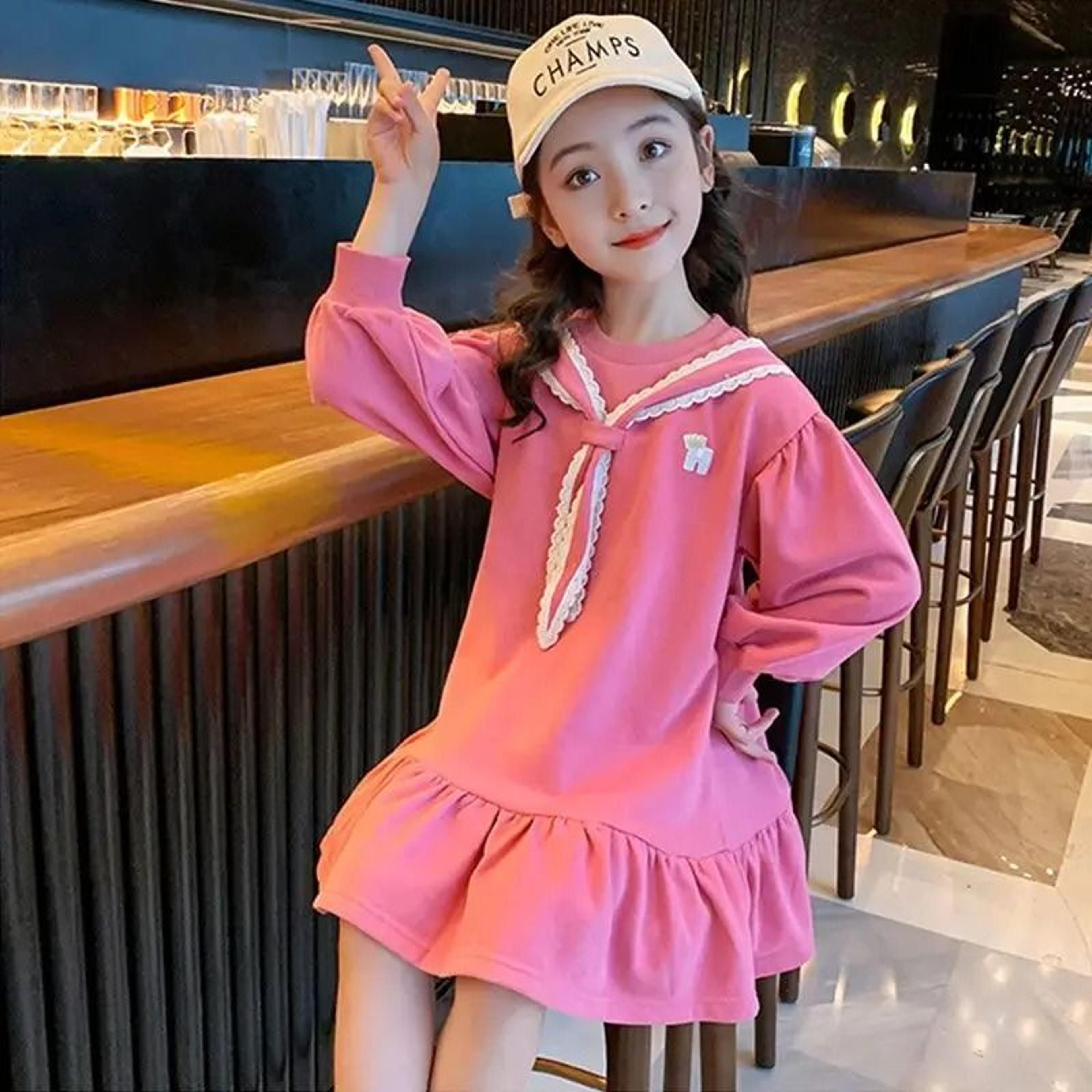 Girls Preppy Princess Dress Long Sleeve Stylish Dress For Kids 2