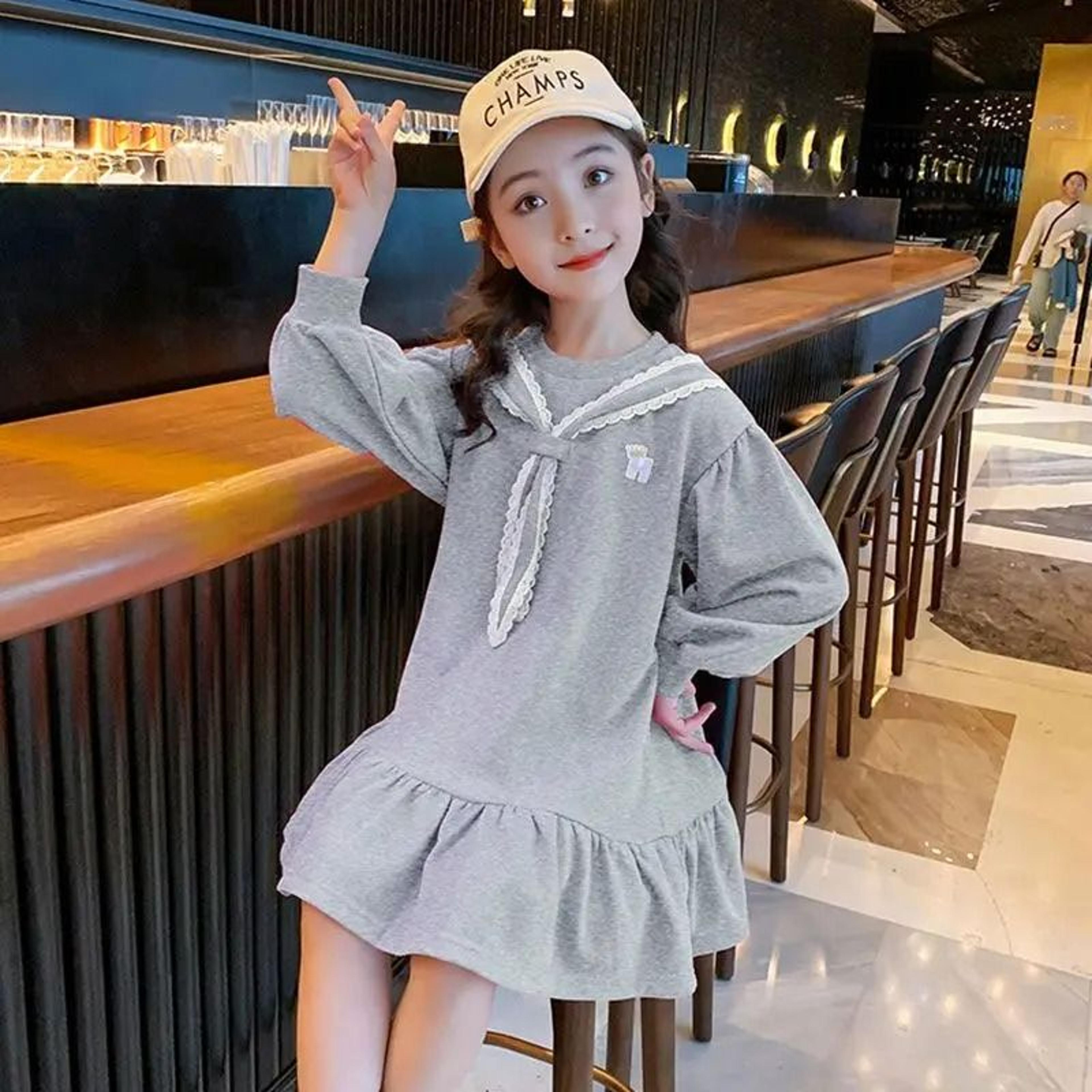Girls Preppy Princess Dress Long Sleeve Stylish Dress For Kids 6