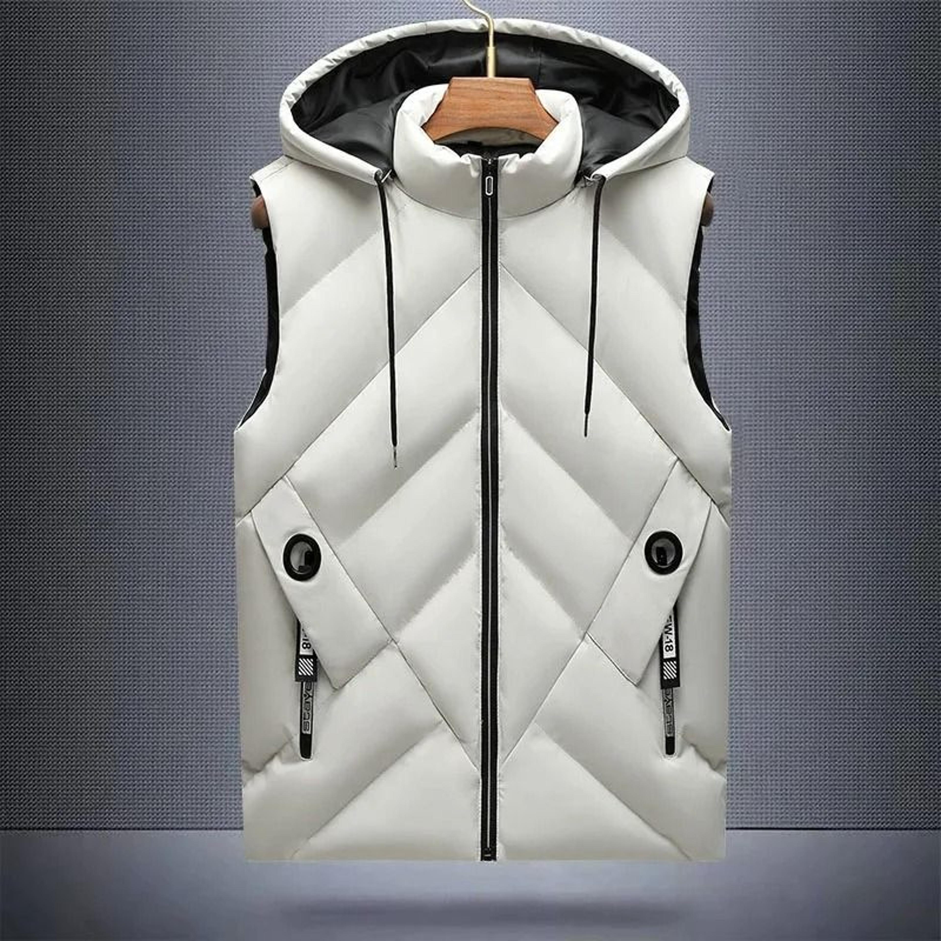 Mens Waterproof Hooded Puffer Vest Detachable Hood Winter Sleeveless Jacket 1