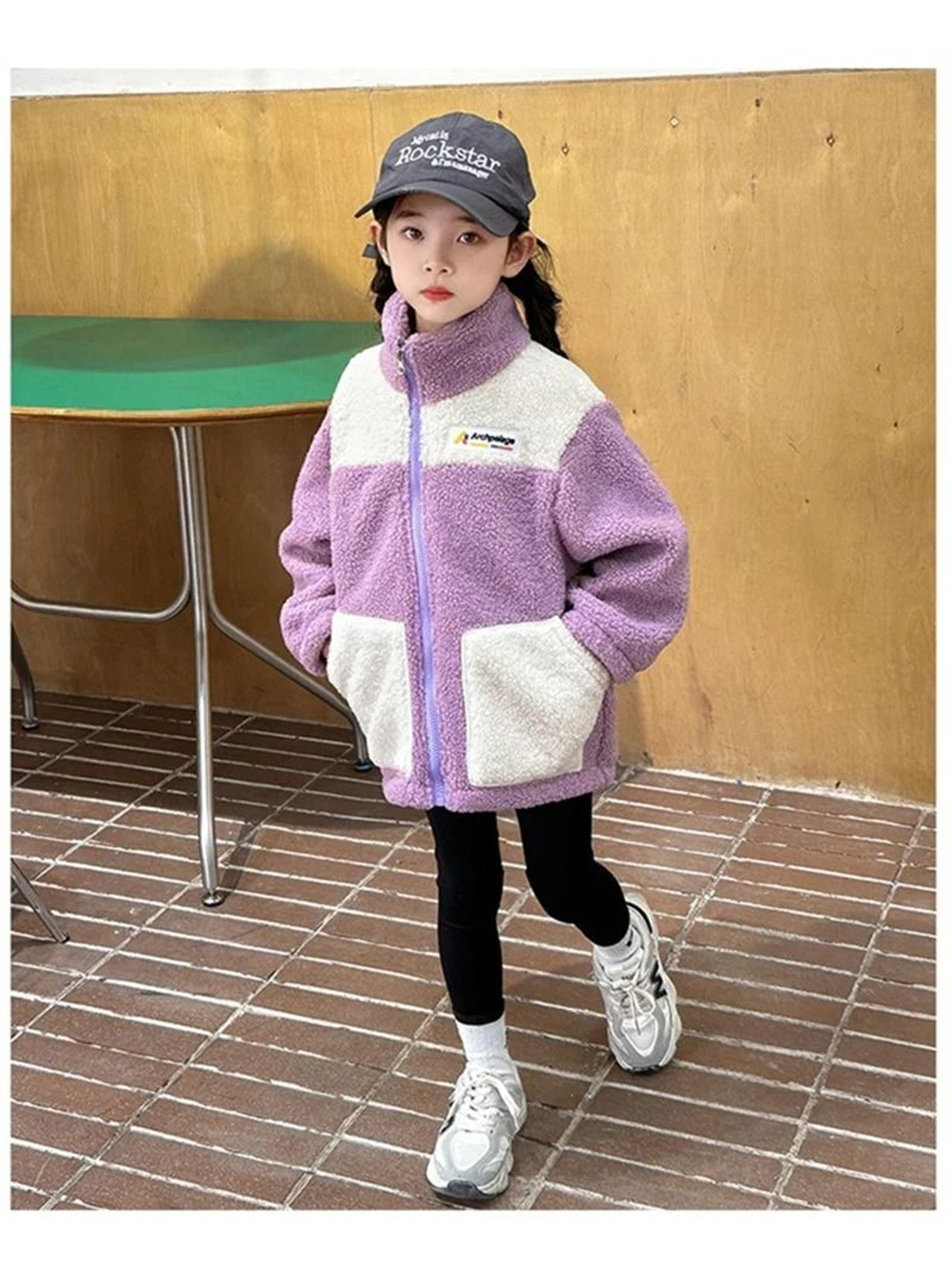 Girls Lamb Wool Winter Jacket Warm Velvet Lined Kids Padded Coat 4