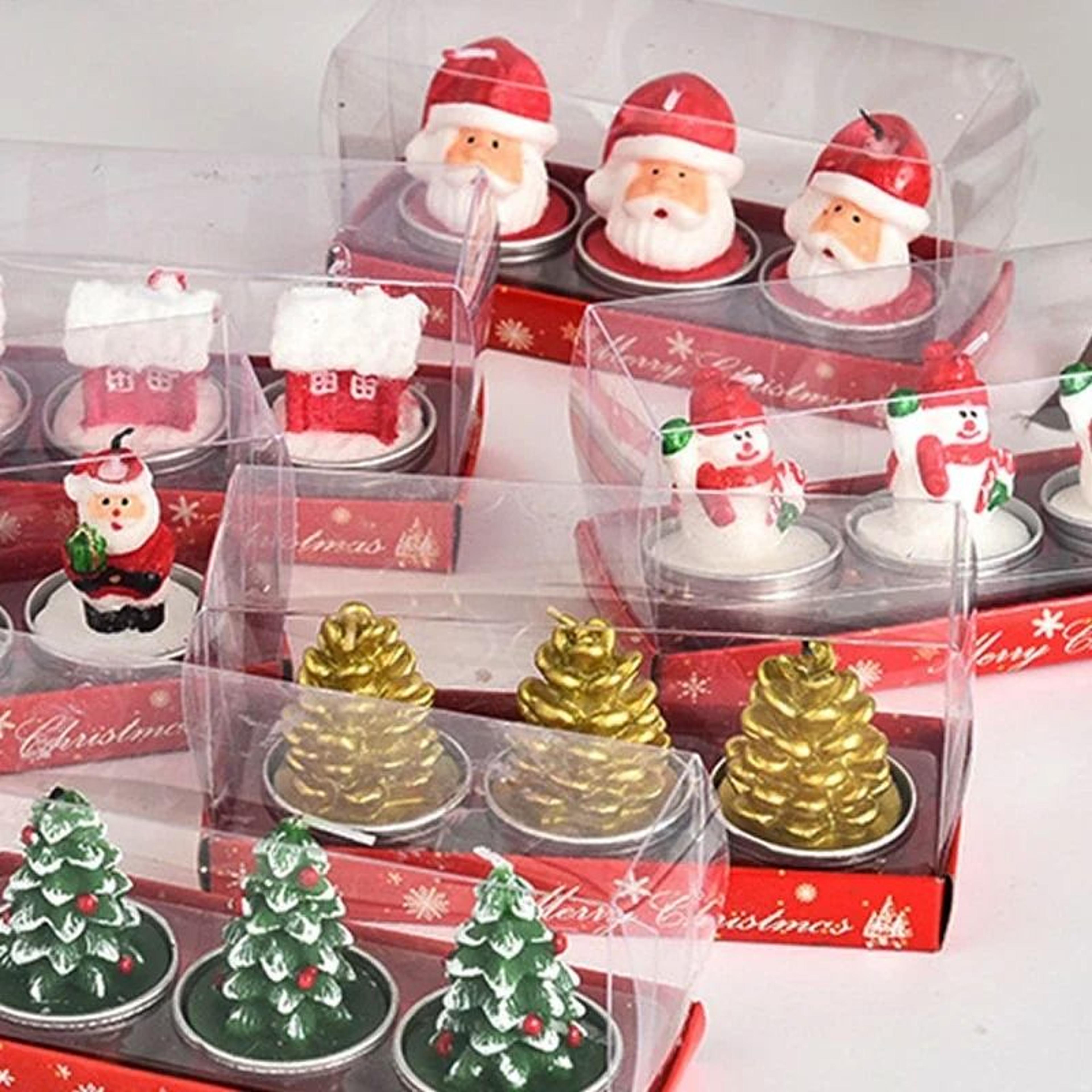 festive christmas decorative candle set santa snowman tree holiday candles pack of 3