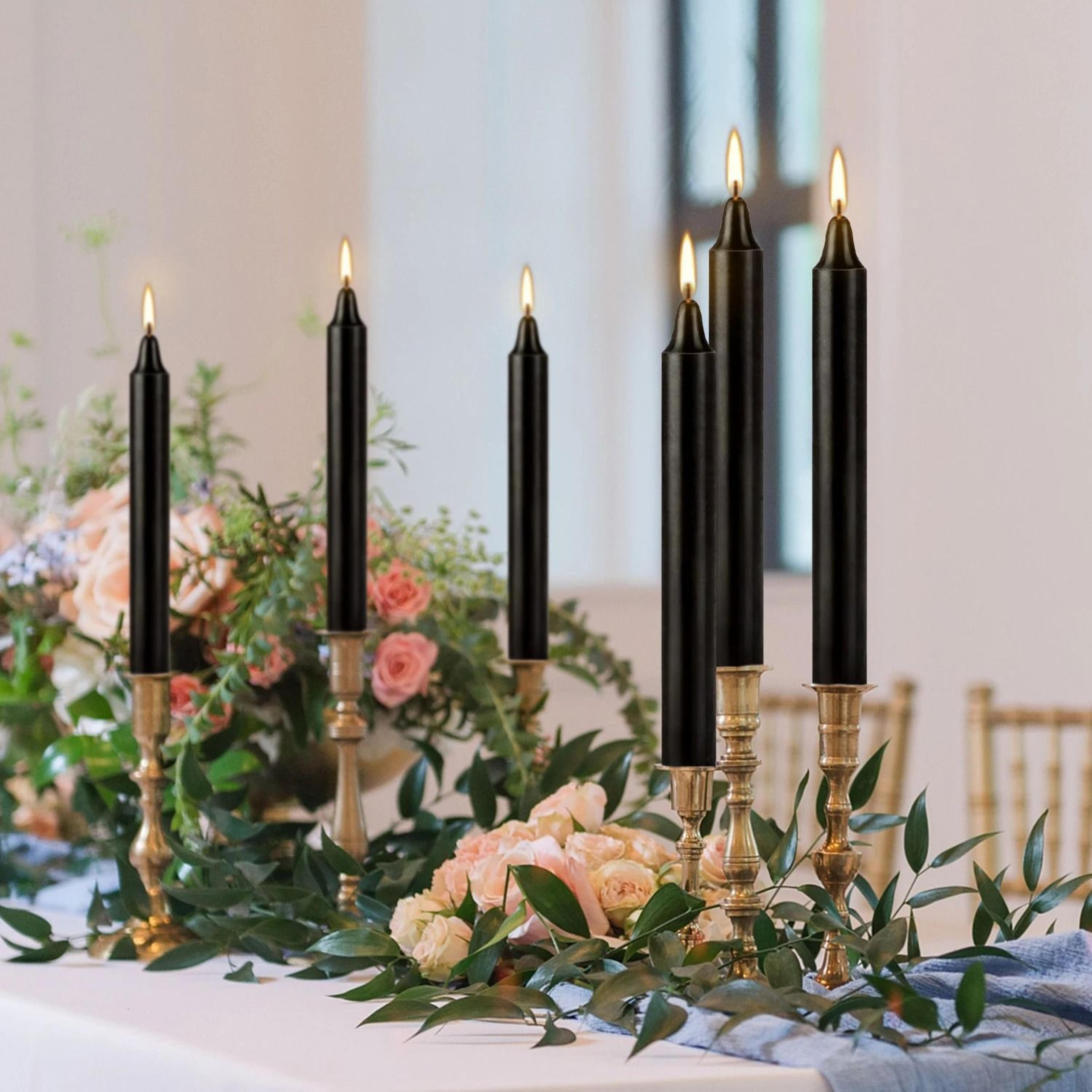 Classic Black Dinner Candles Set Drip Free Unscented Table Candles Pack Of 20 1