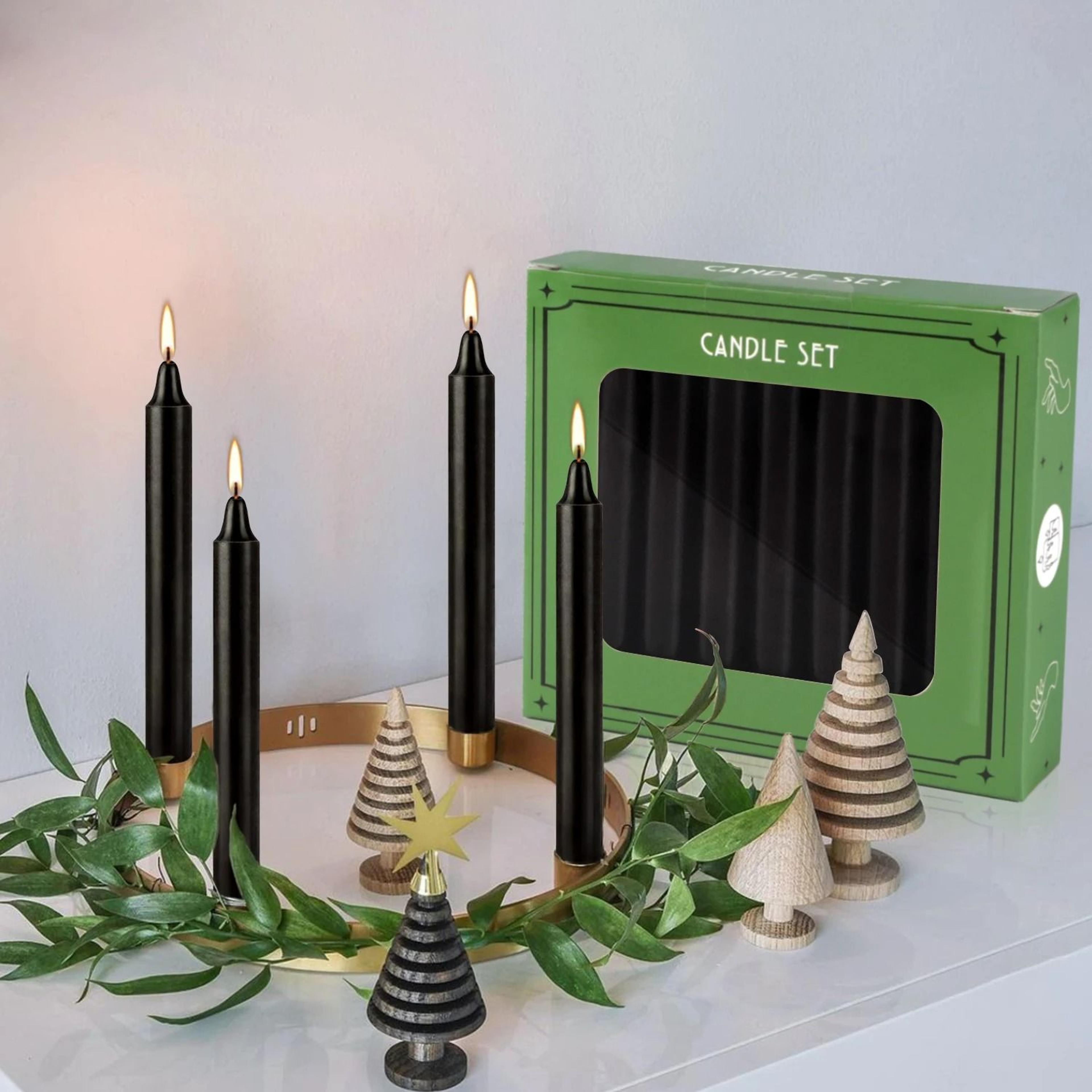 Classic Black Dinner Candles Set Drip Free Unscented Table Candles Pack Of 20 2