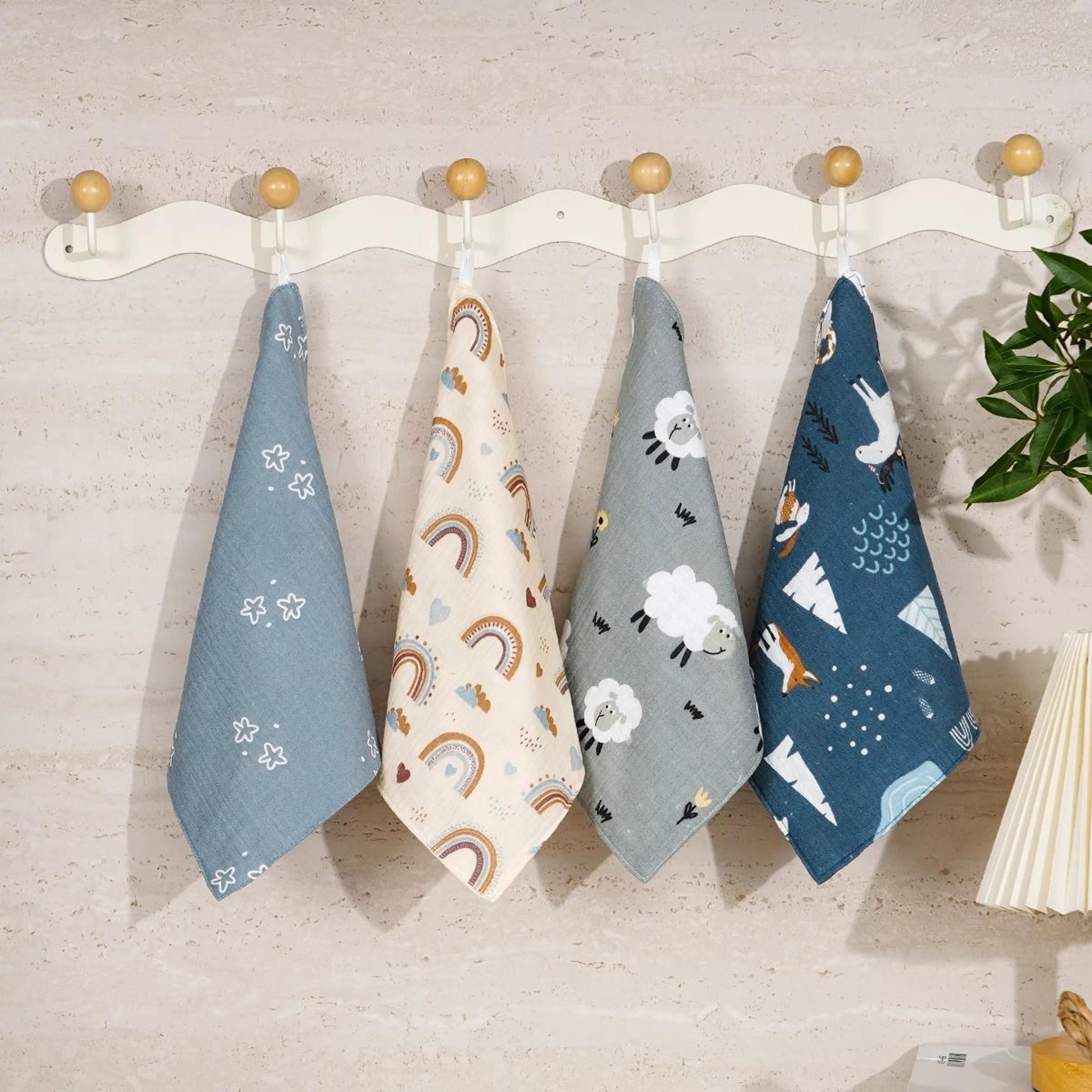 Happyflute Cotton Muslin Baby Washcloth Set Soft Newborn Face Towels Pack Of 4 2