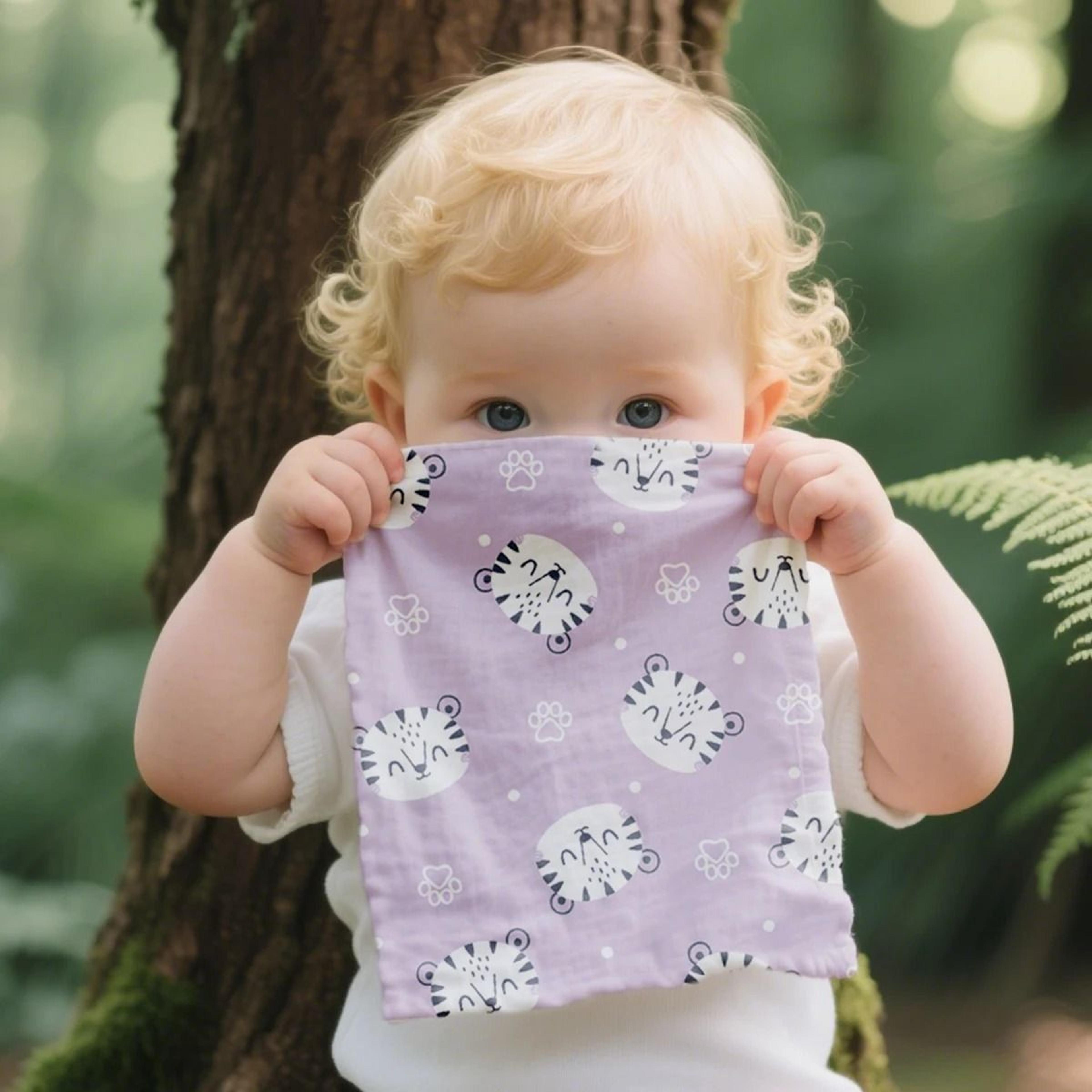Happyflute Cotton Muslin Baby Washcloth Set Soft Newborn Face Towels Pack Of 4 7