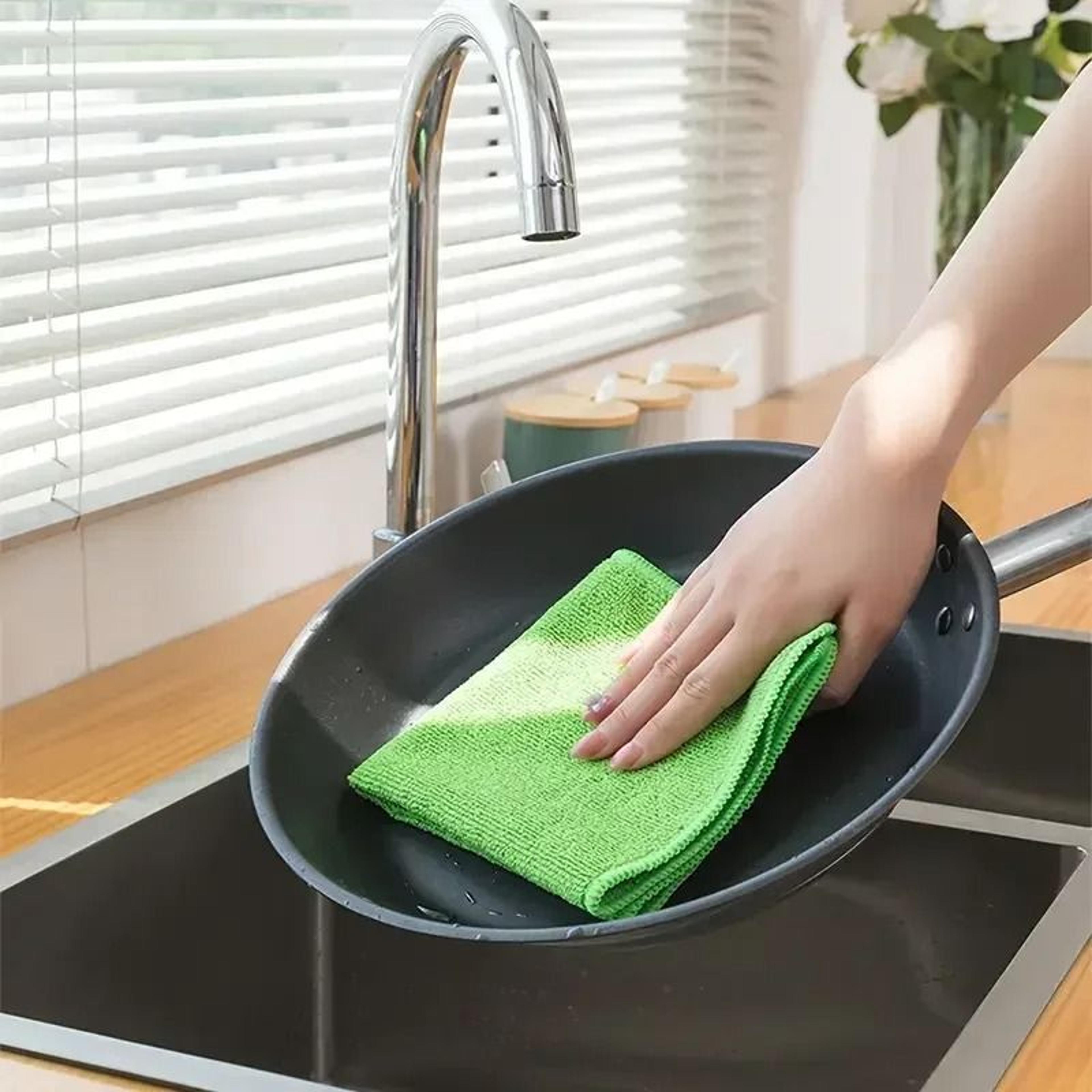 Ultra Absorbent Microfiber Cleaning Cloth Multi Purpose Dishwashing Cloth Reusable Kitchen Cleaning 3