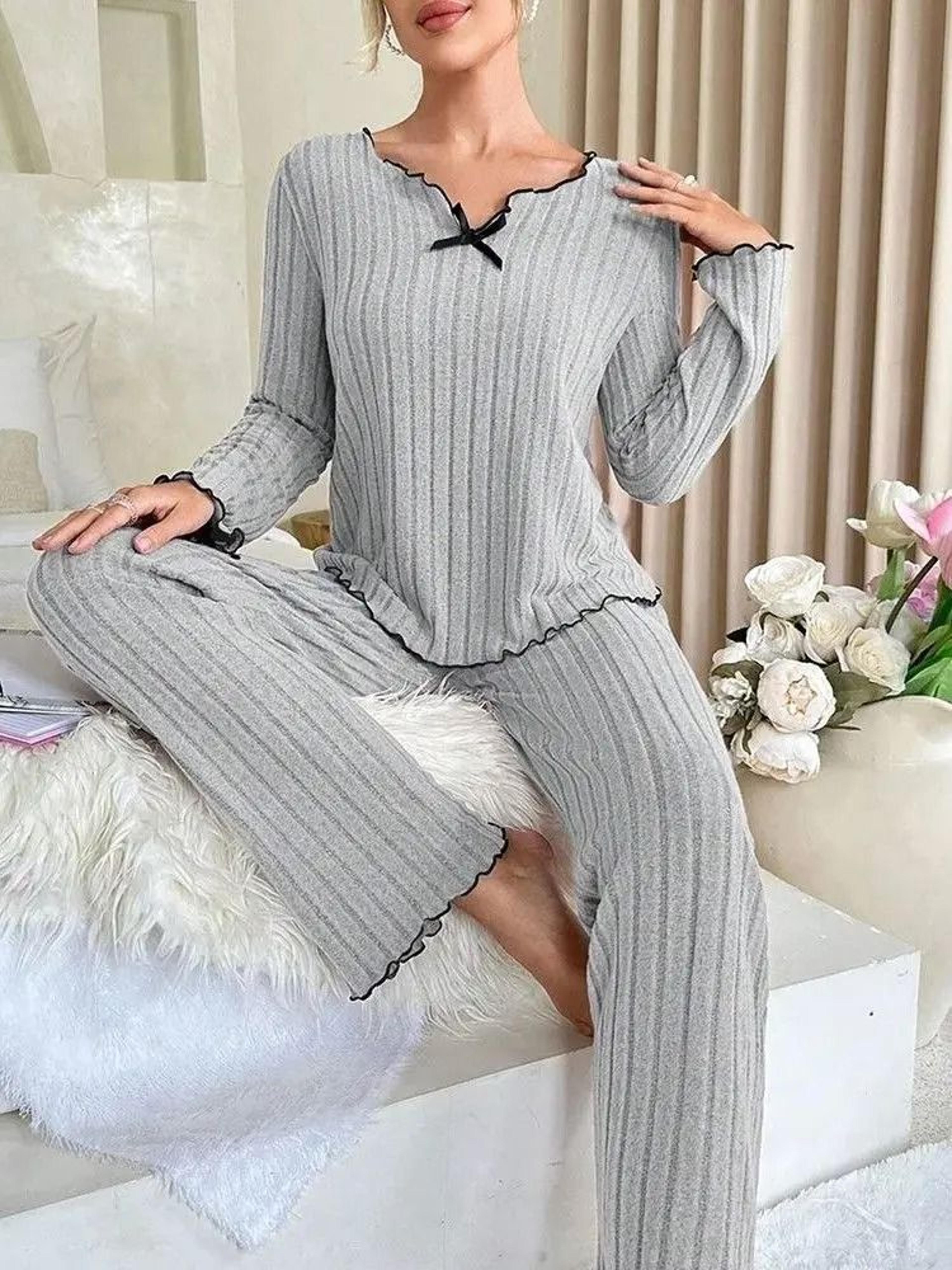 Womens Winter Pajama Set Soft Womens Loungewear Set Cozy 2 Piece Sleepwear 5