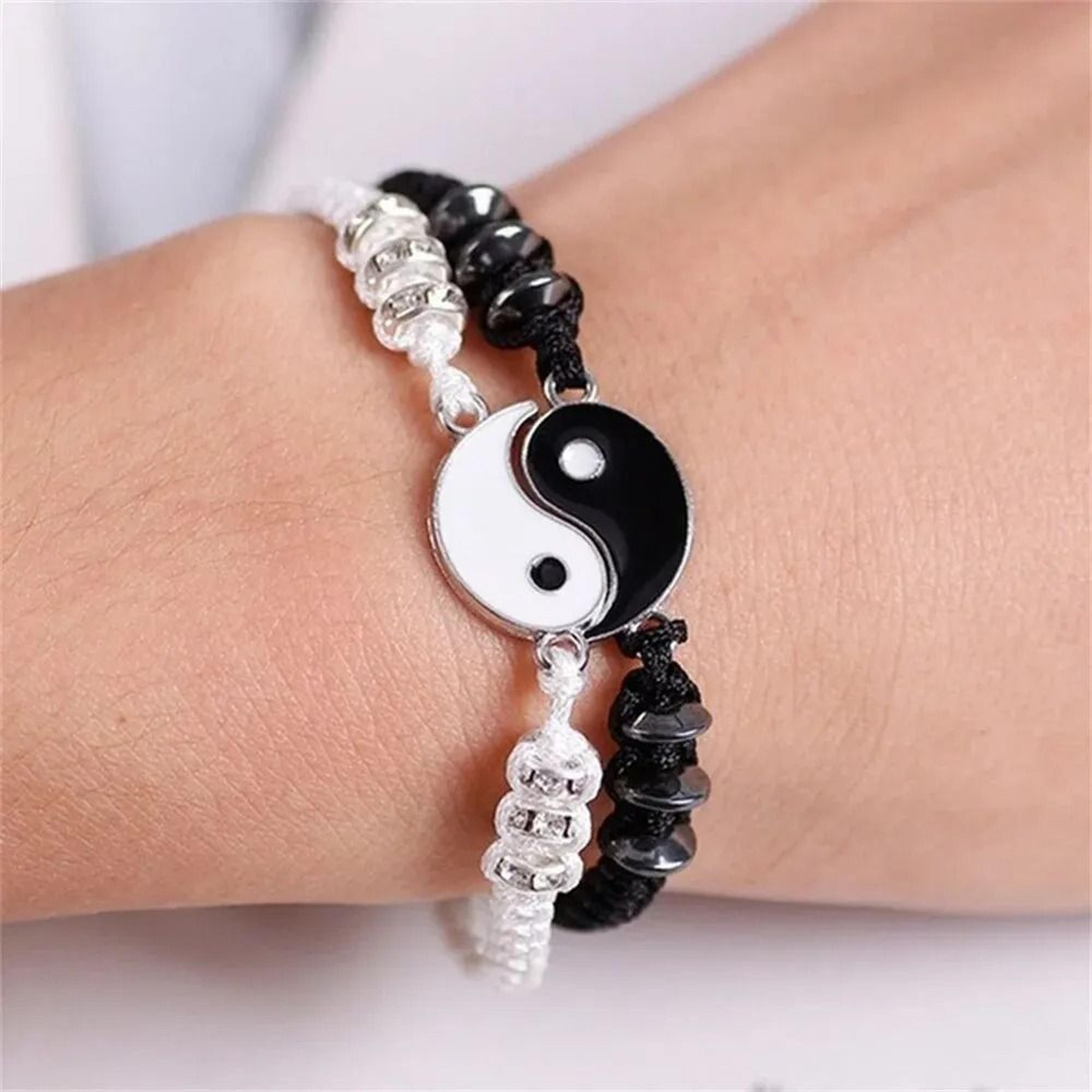 Yin Yang Couple Bracelet Set Adjustable Rope Matching Bracelets For Partners And Friends 2