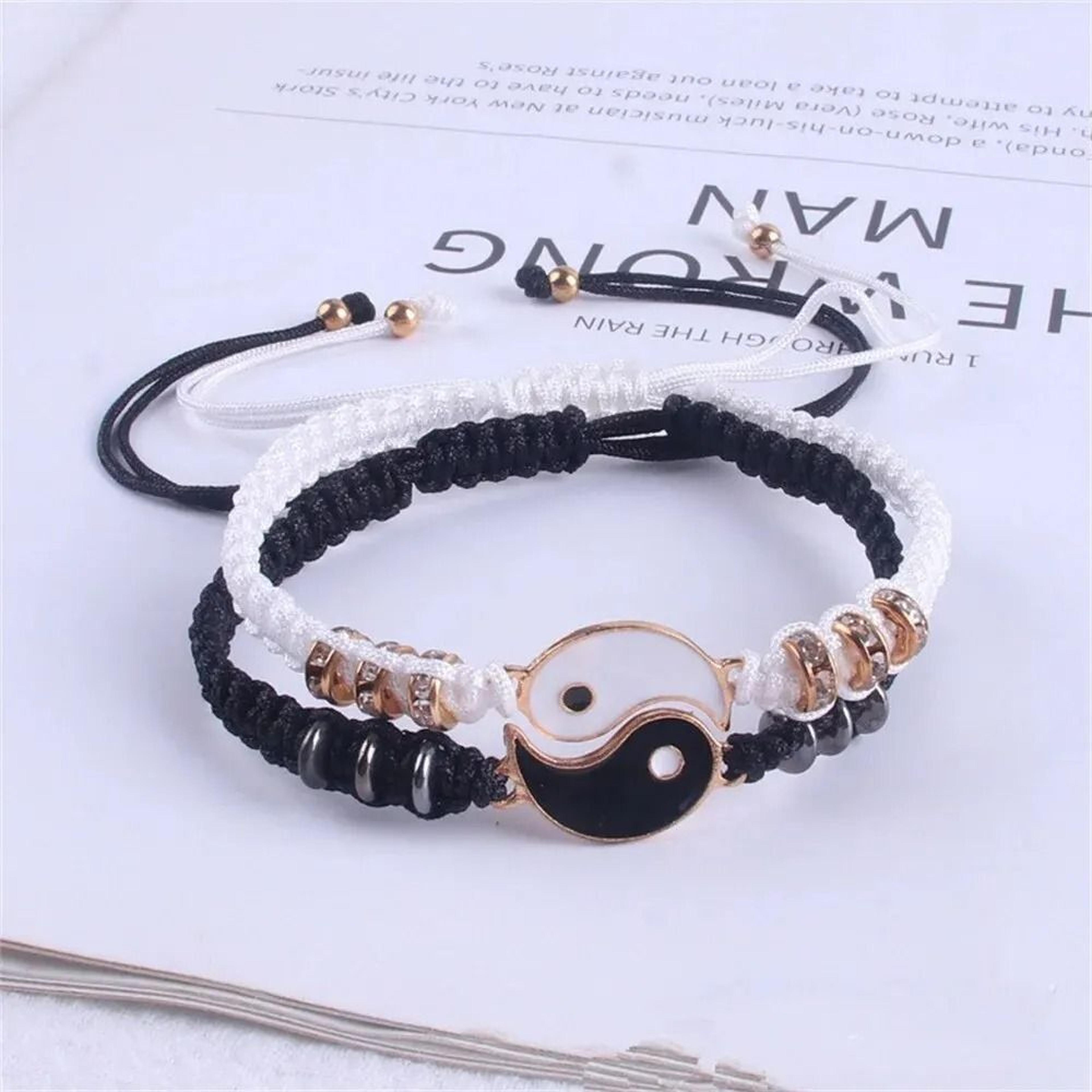 Yin Yang Couple Bracelet Set Adjustable Rope Matching Bracelets For Partners And Friends 5