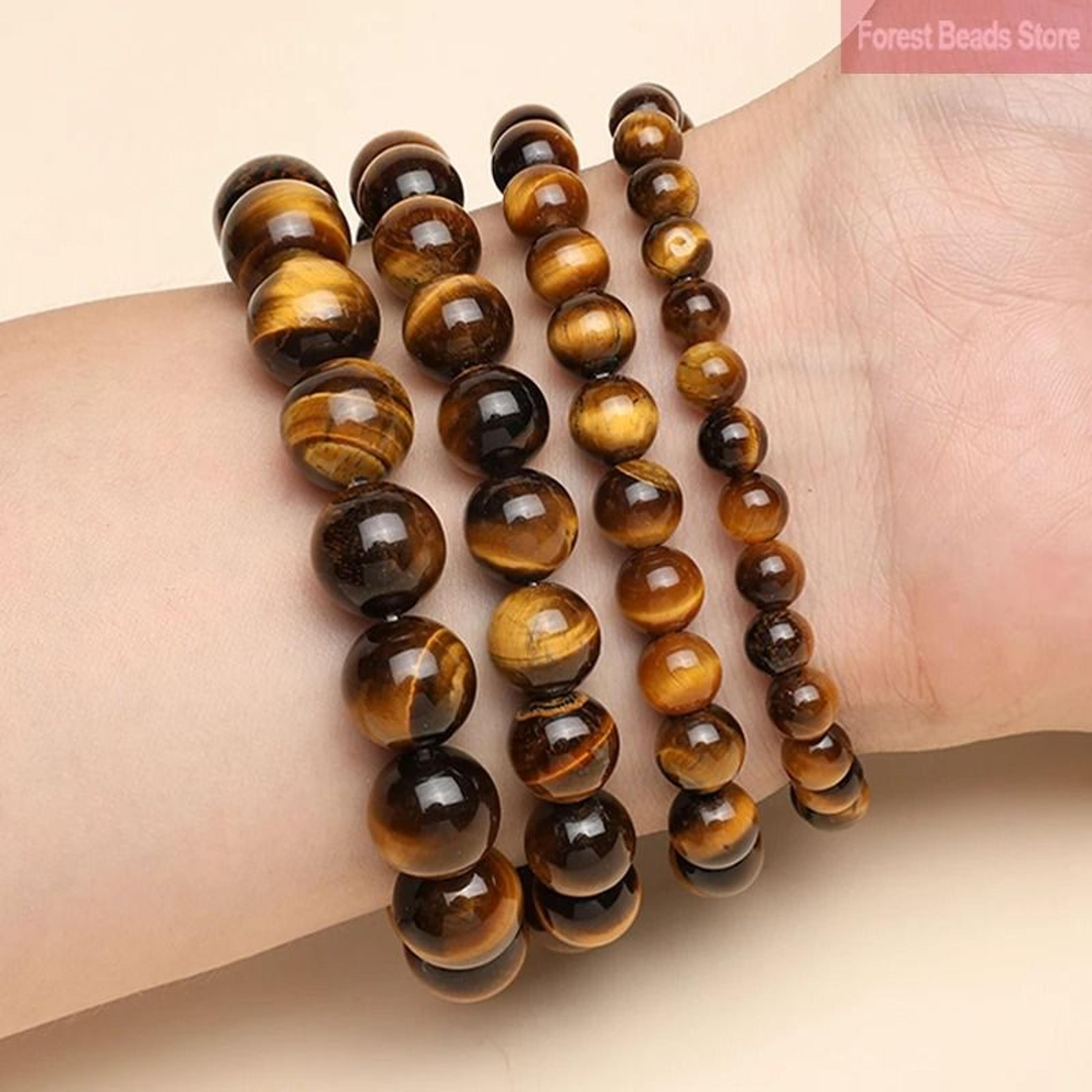 Natural Tiger Eye Stone Bracelet Handmade Beaded Healing Yoga Bracelet 1