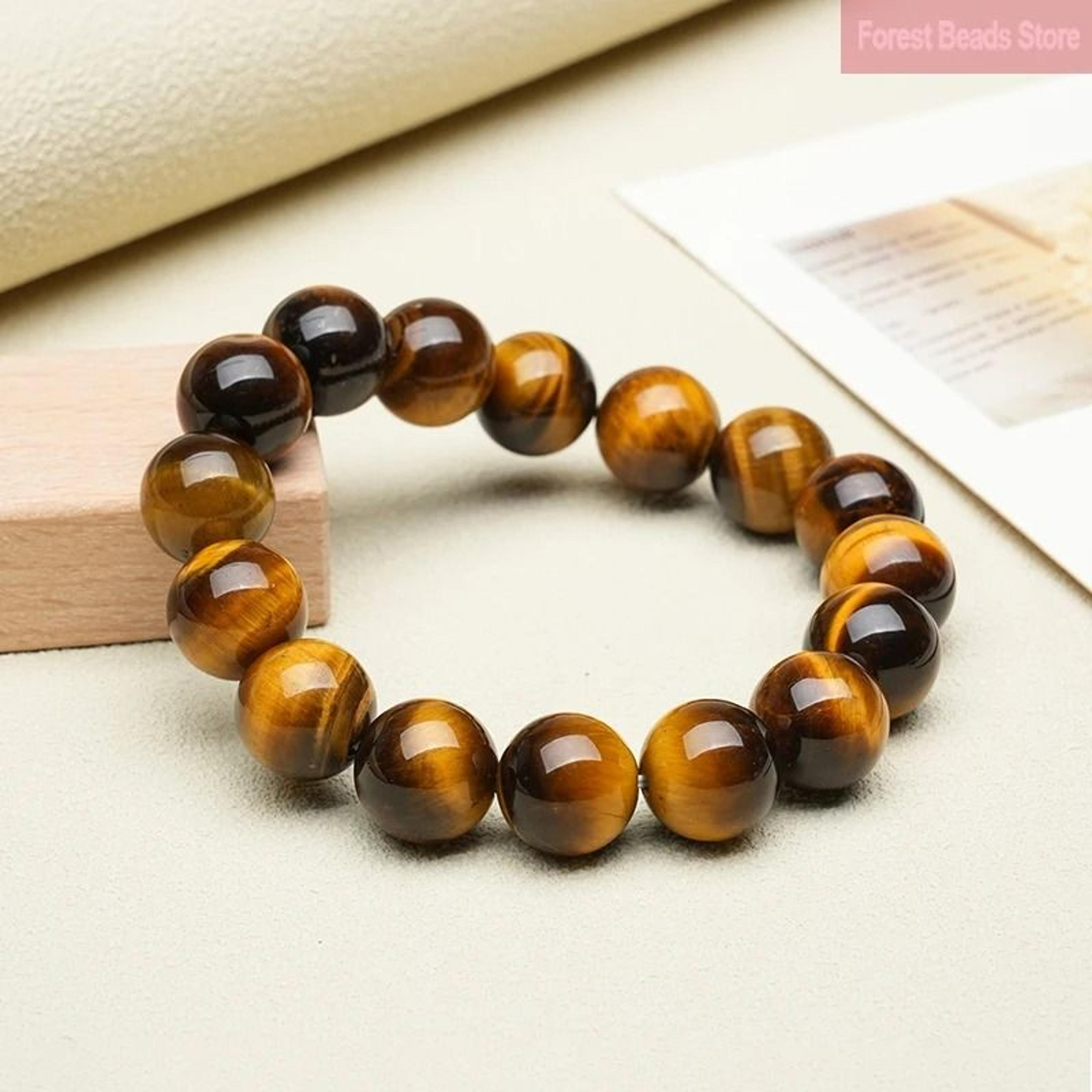 Natural Tiger Eye Stone Bracelet Handmade Beaded Healing Yoga Bracelet 2