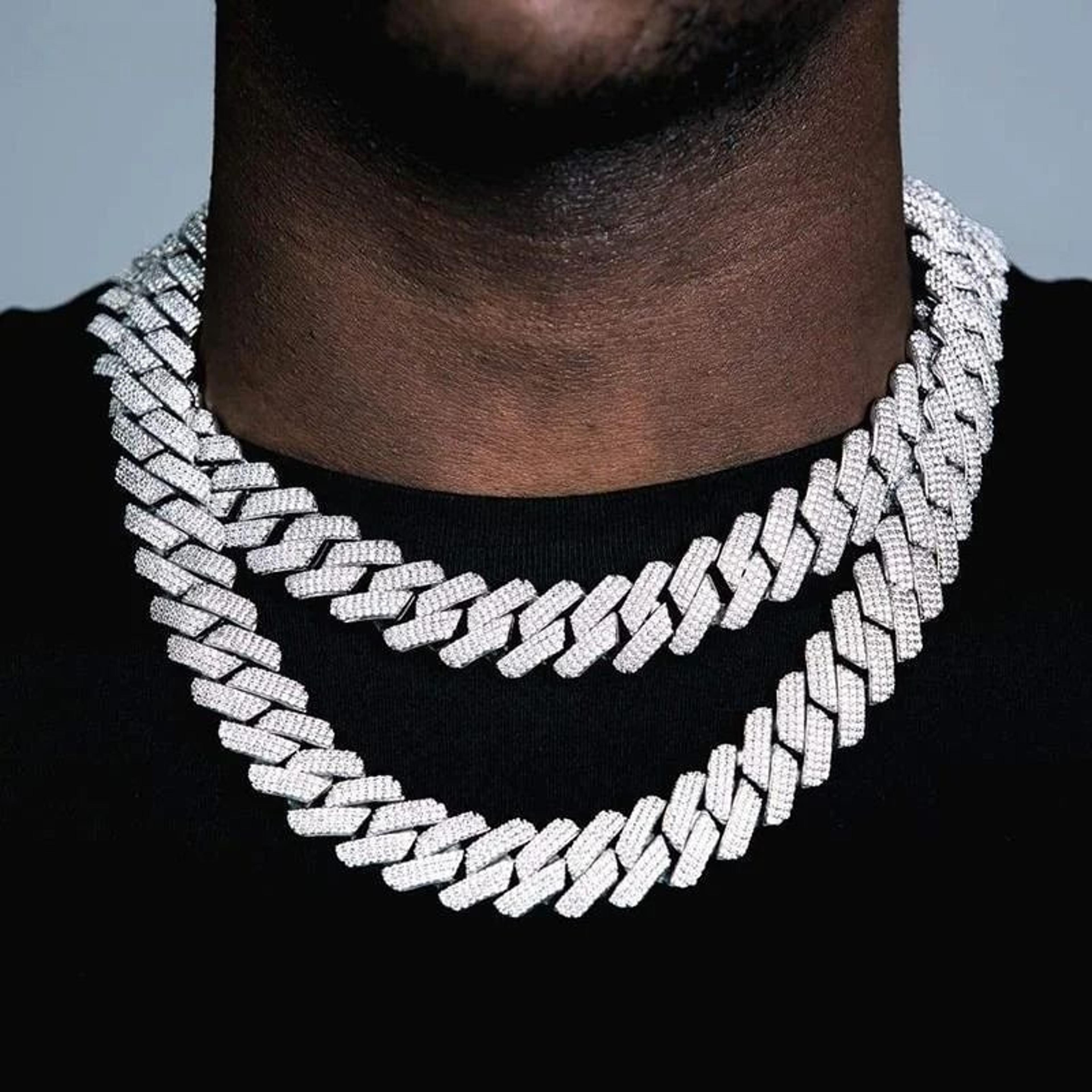 Iced Out CZ Cuban Link Chain Necklace Heavy 3 Row Hip Hop Jewelry 8