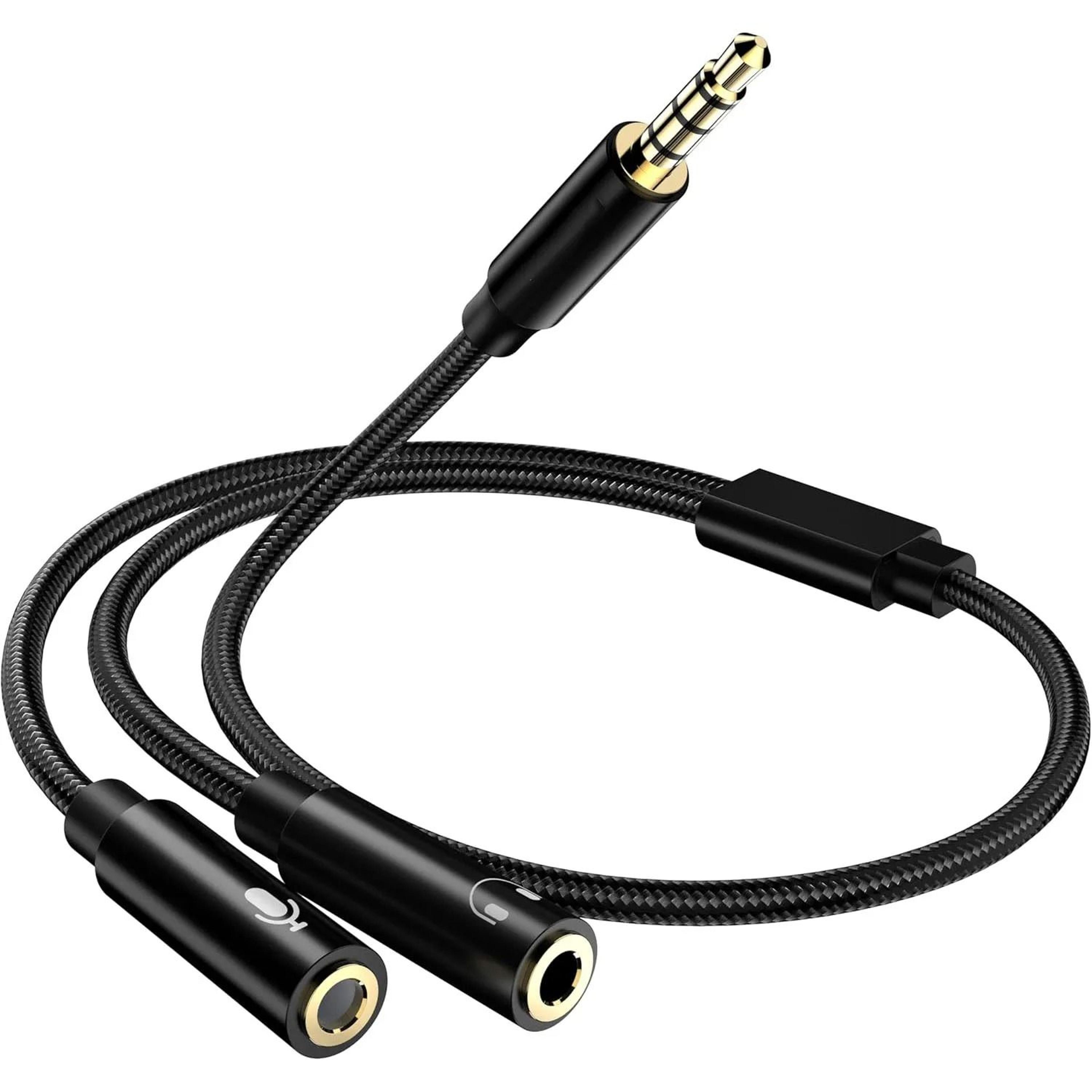35mm Headset Splitter Audio Y Cable Headphone Mic Adapter For PC And Mobile 0