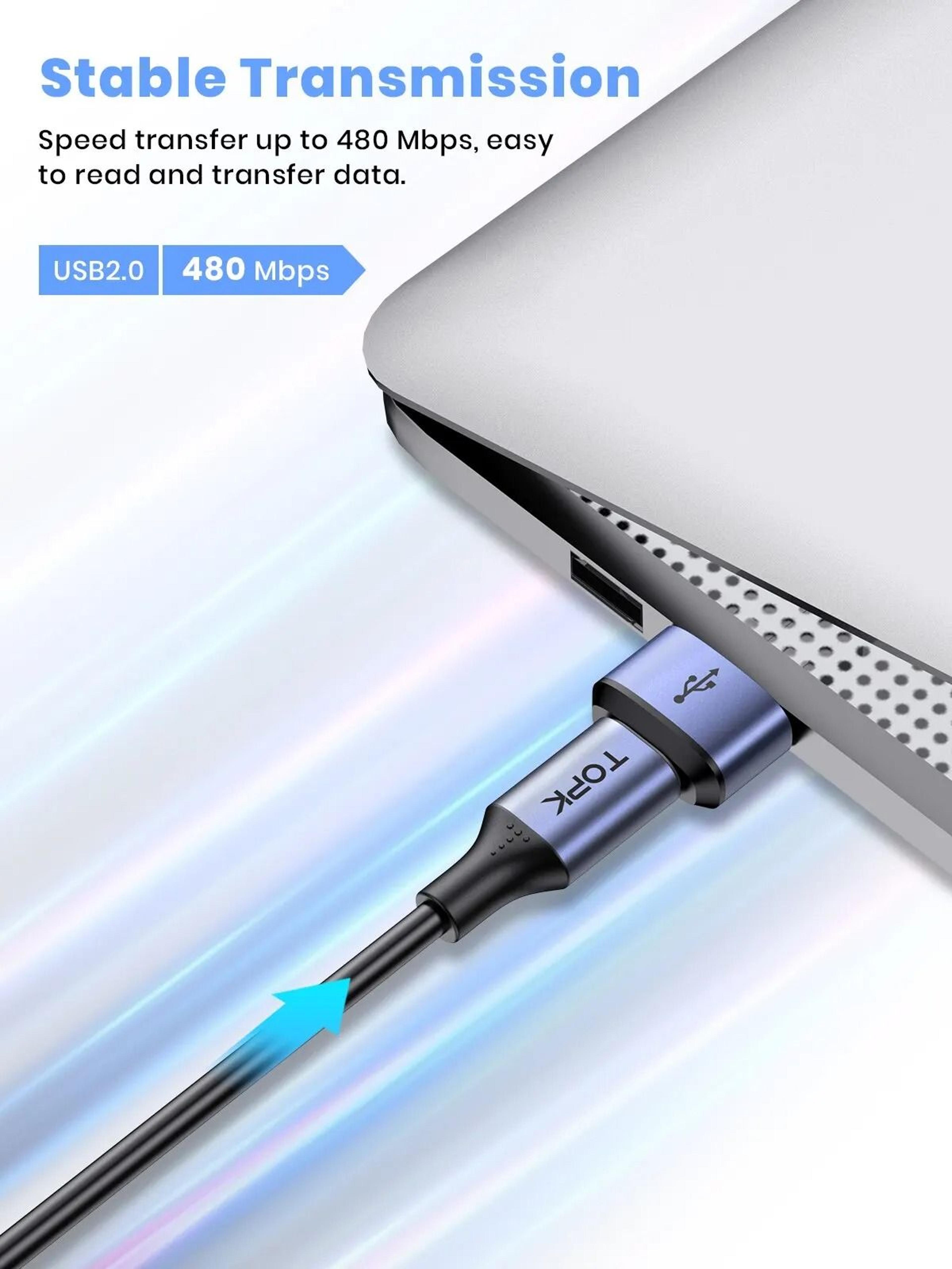 TOPK USB C To USB Adapter OTG Type C Female To USB A Male Charging Converter 3