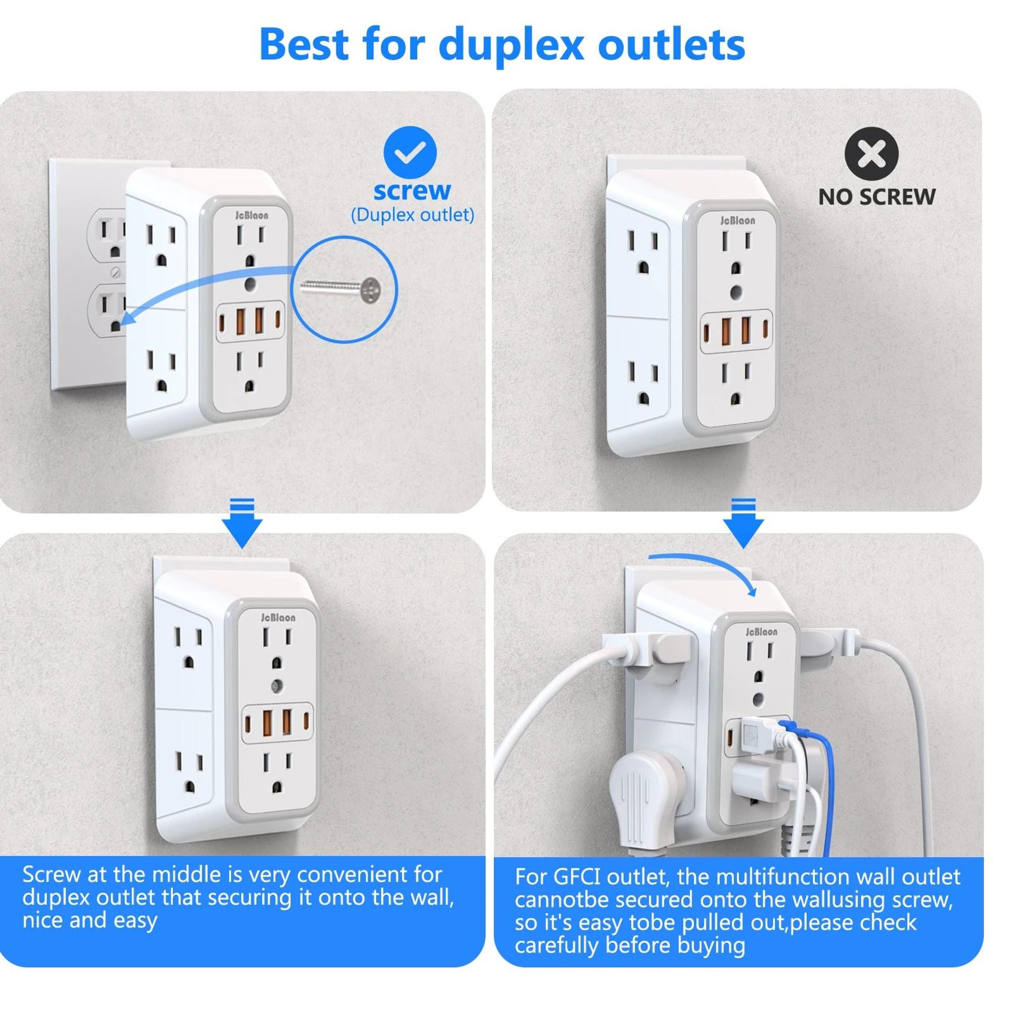 Power Strip With USB Ports And USB C Multi Outlet Surge Protector Fast Charging Station 3