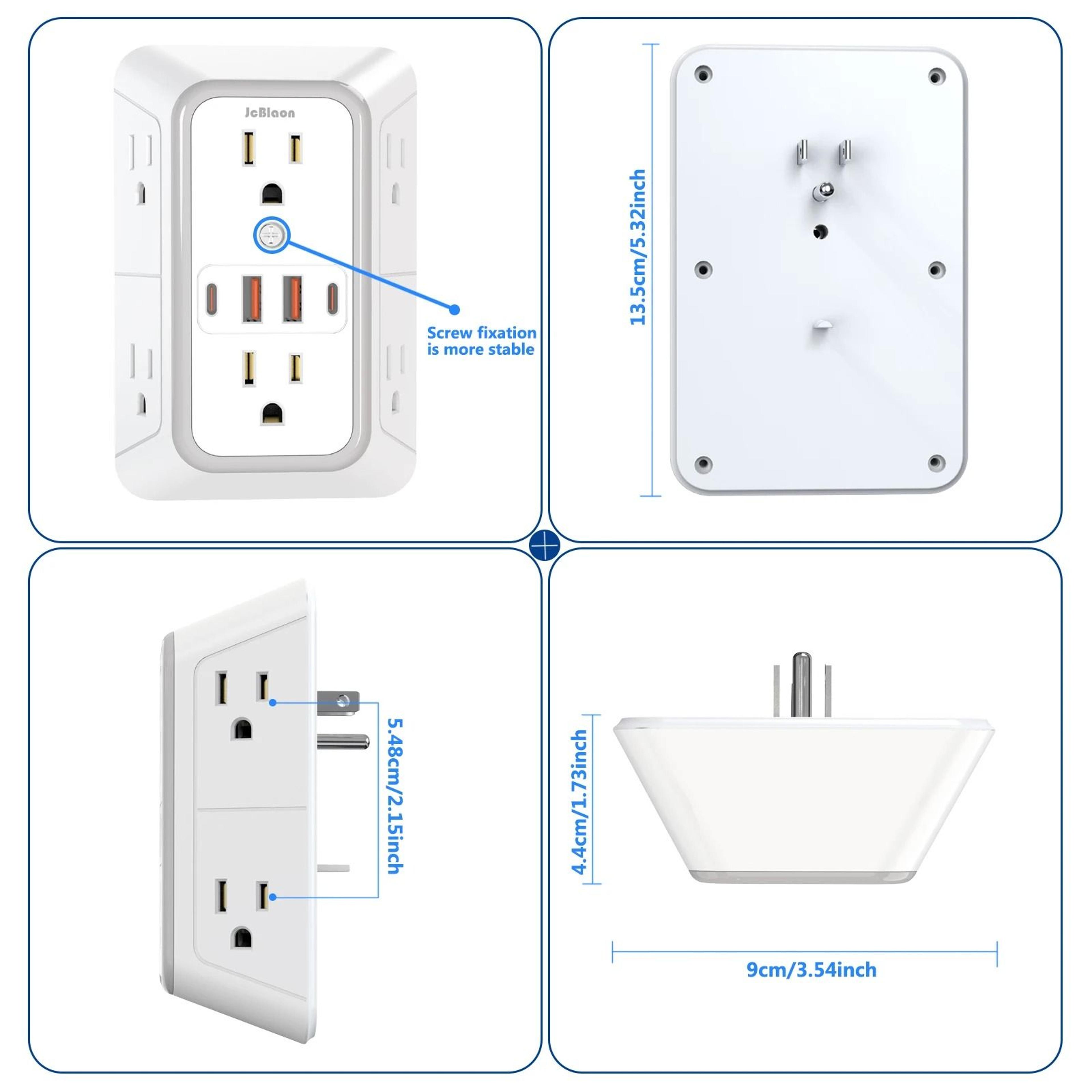 Power Strip With USB Ports And USB C Multi Outlet Surge Protector Fast Charging Station 4