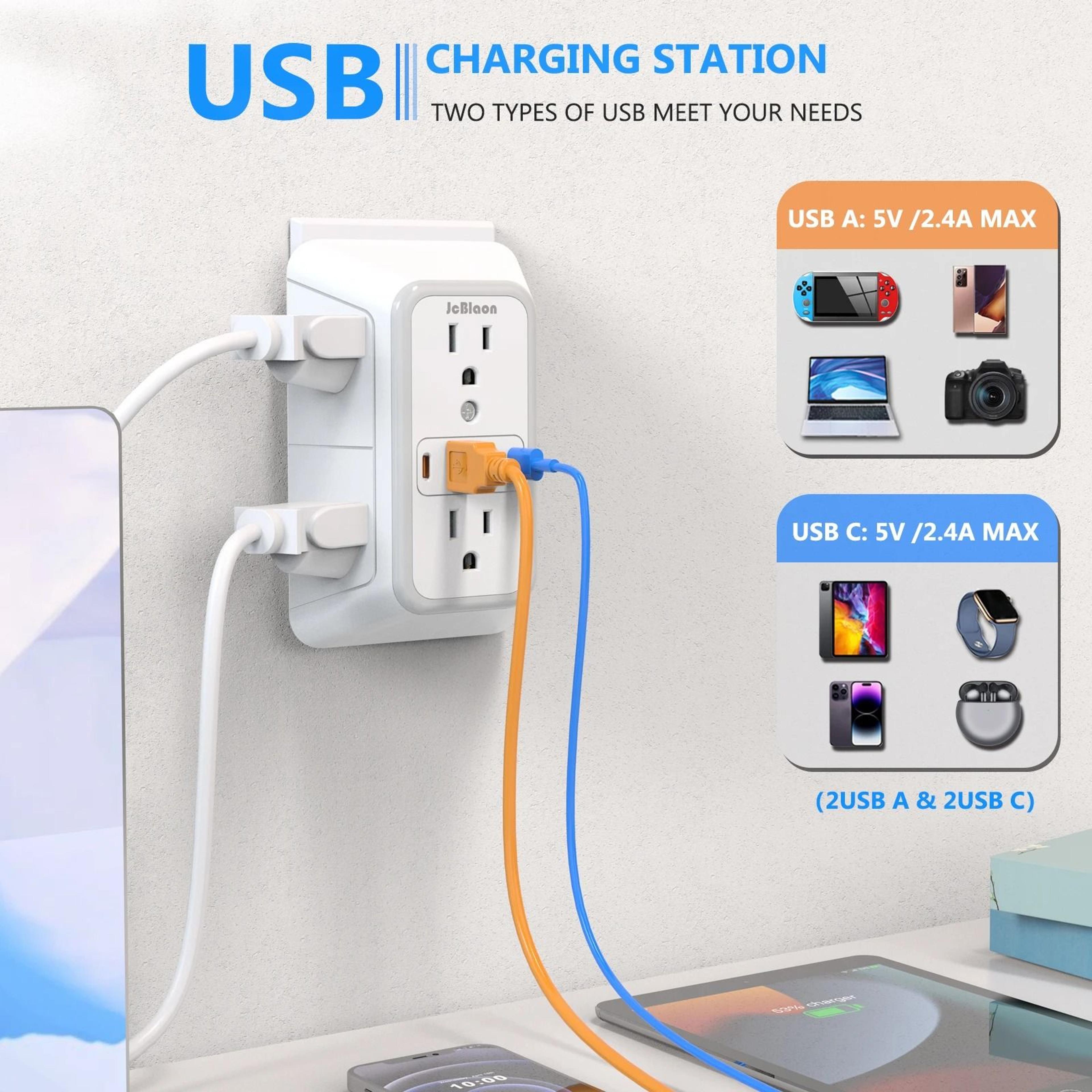 Power Strip With USB Ports And USB C Multi Outlet Surge Protector Fast Charging Station 6