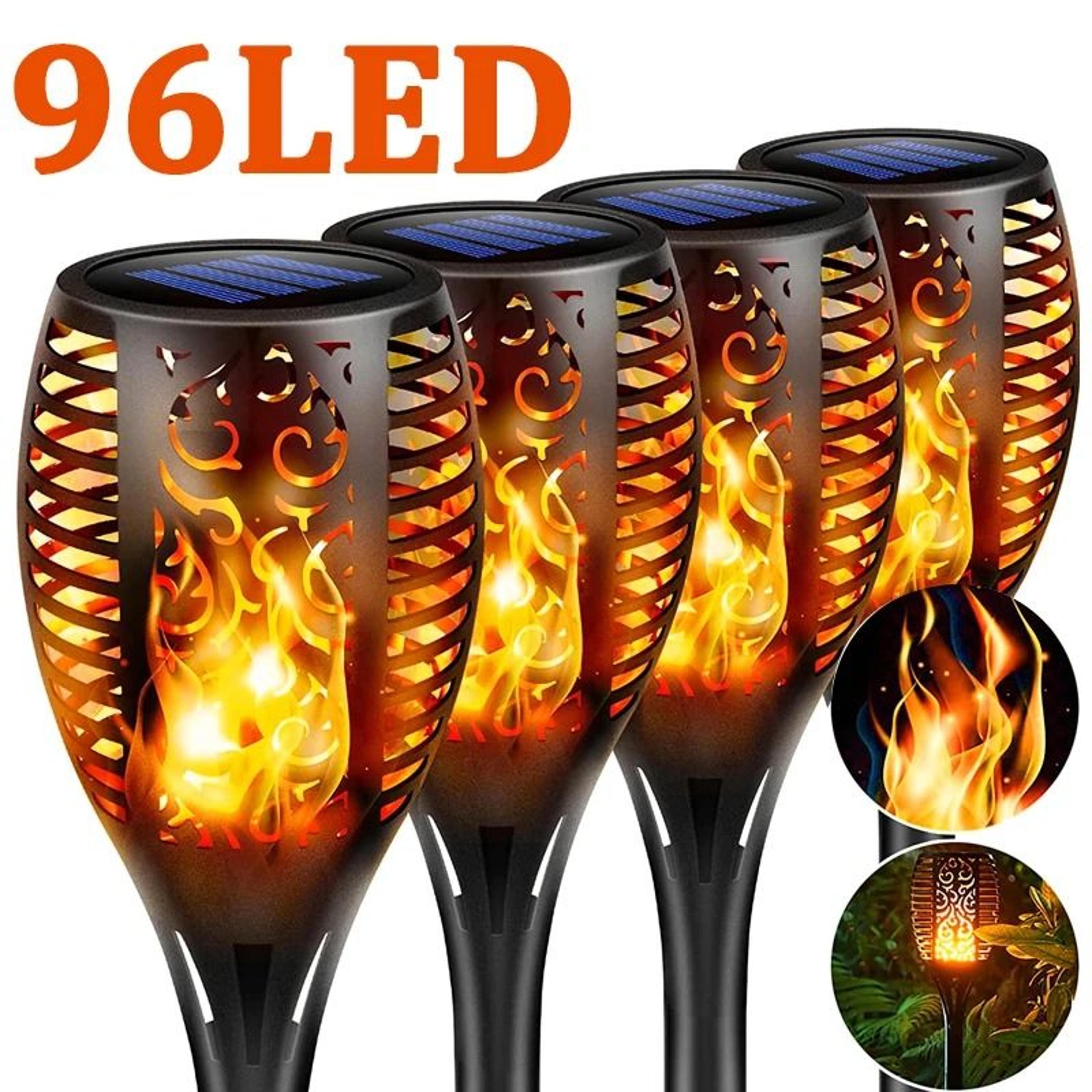 solar torch lights flickering flame waterproof outdoor garden pathway lights